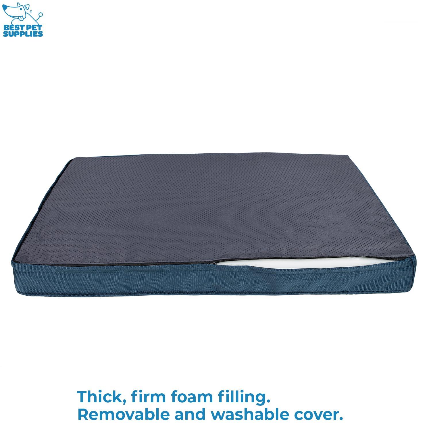Best Pet Supplies Best Pet Supplies Dog Crate Mat with Waterproof Exterior, Orthopedic Foam, and Sherpa Cover - Blue