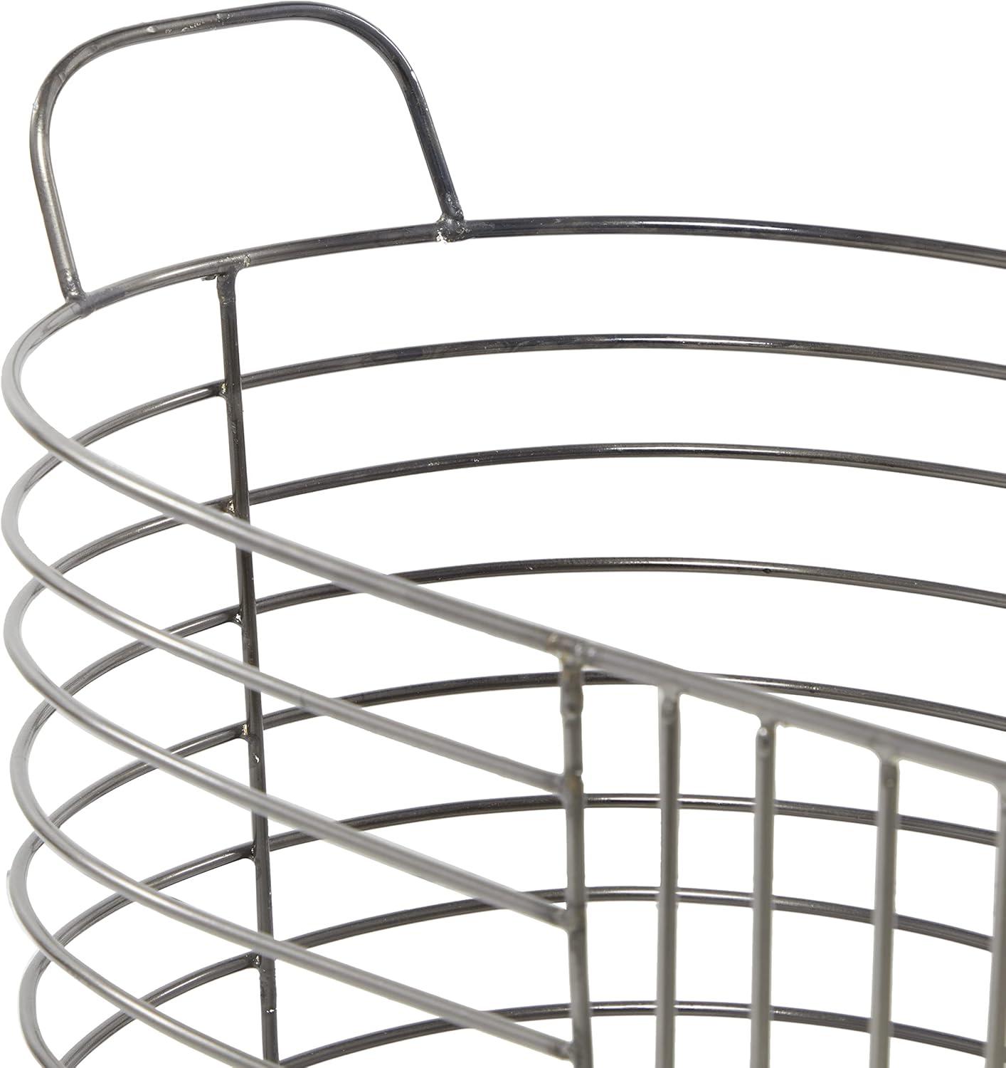 CosmoLiving by Cosmopolitan Metal Round Storage Basket with Handles, Set of 2 21", 17"W, Dark Gray
