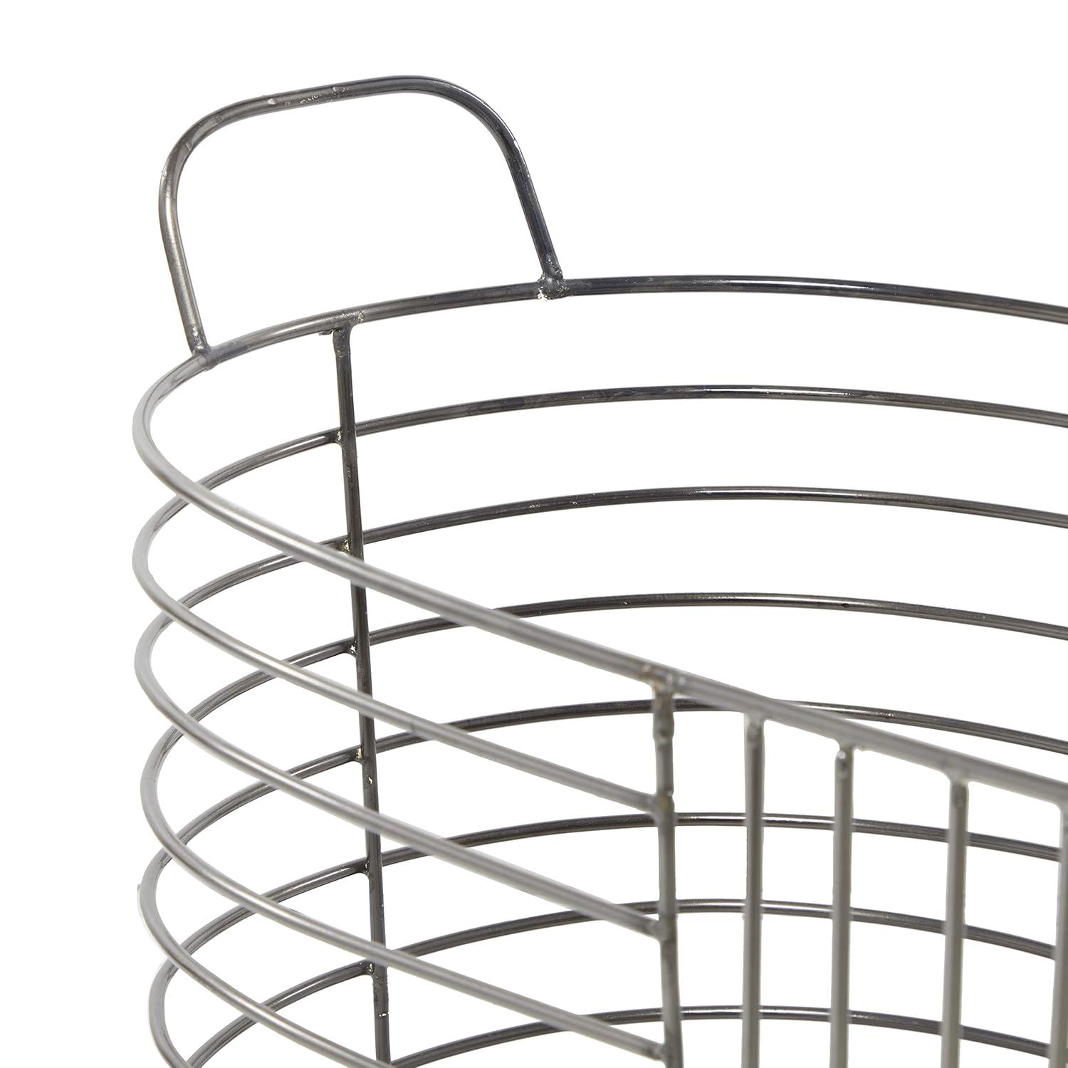 CosmoLiving by Cosmopolitan Metal Round Storage Basket with Handles, Set of 2 21", 17"W, Dark Gray