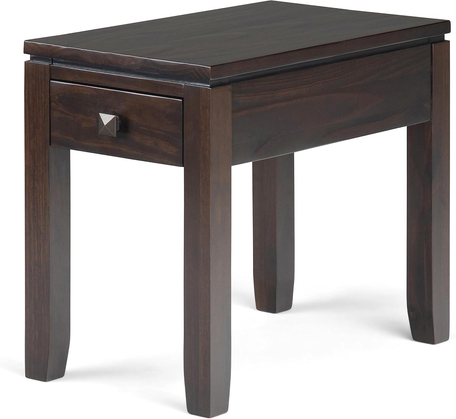 Cosmopolitan Mahogany Brown Solid Pine Narrow Side Table with Storage