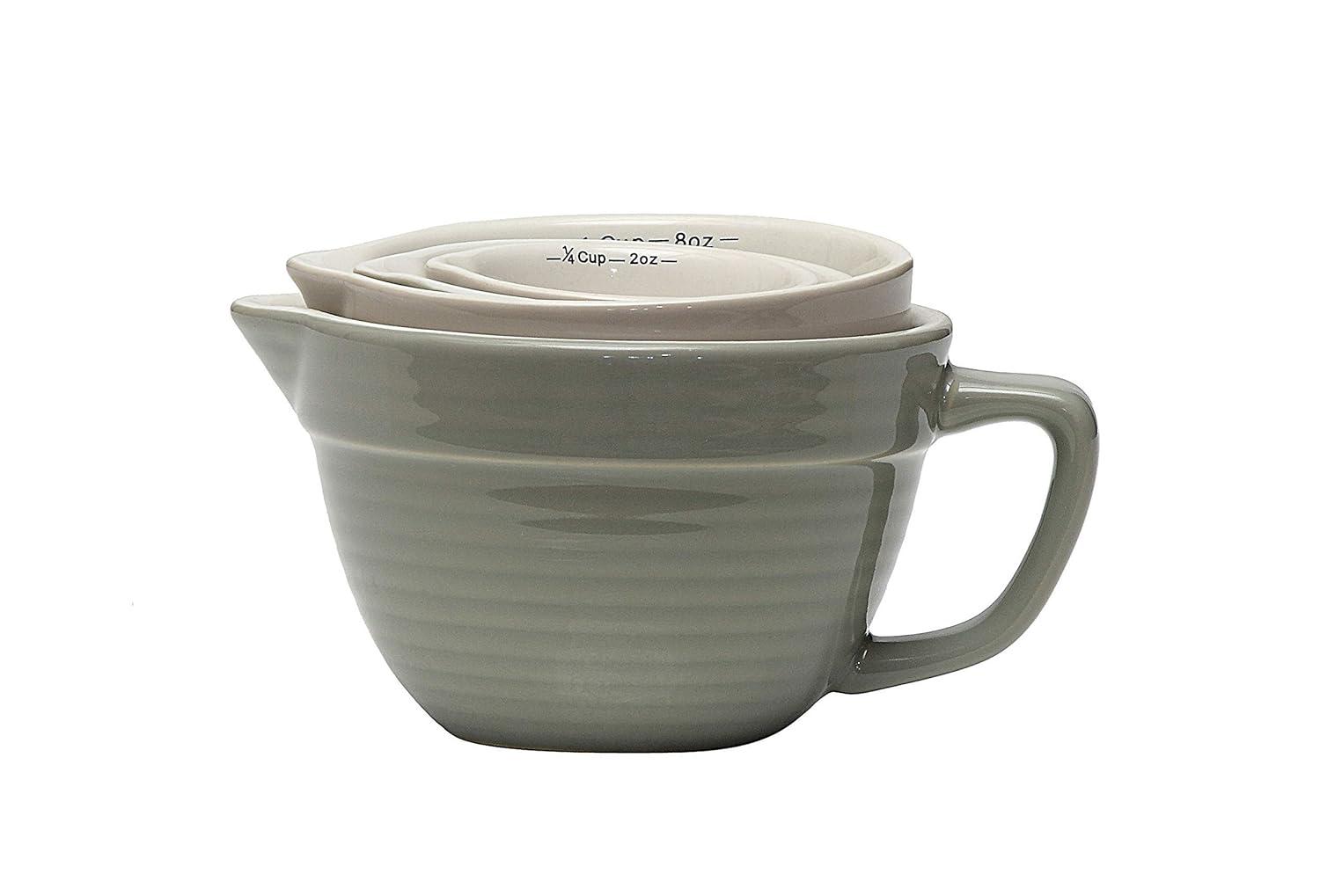 Creative Co-Op Tazas Medidoras en Forma de Recipiente para Rebozado en Grises (Juego de 4 Tamaños)