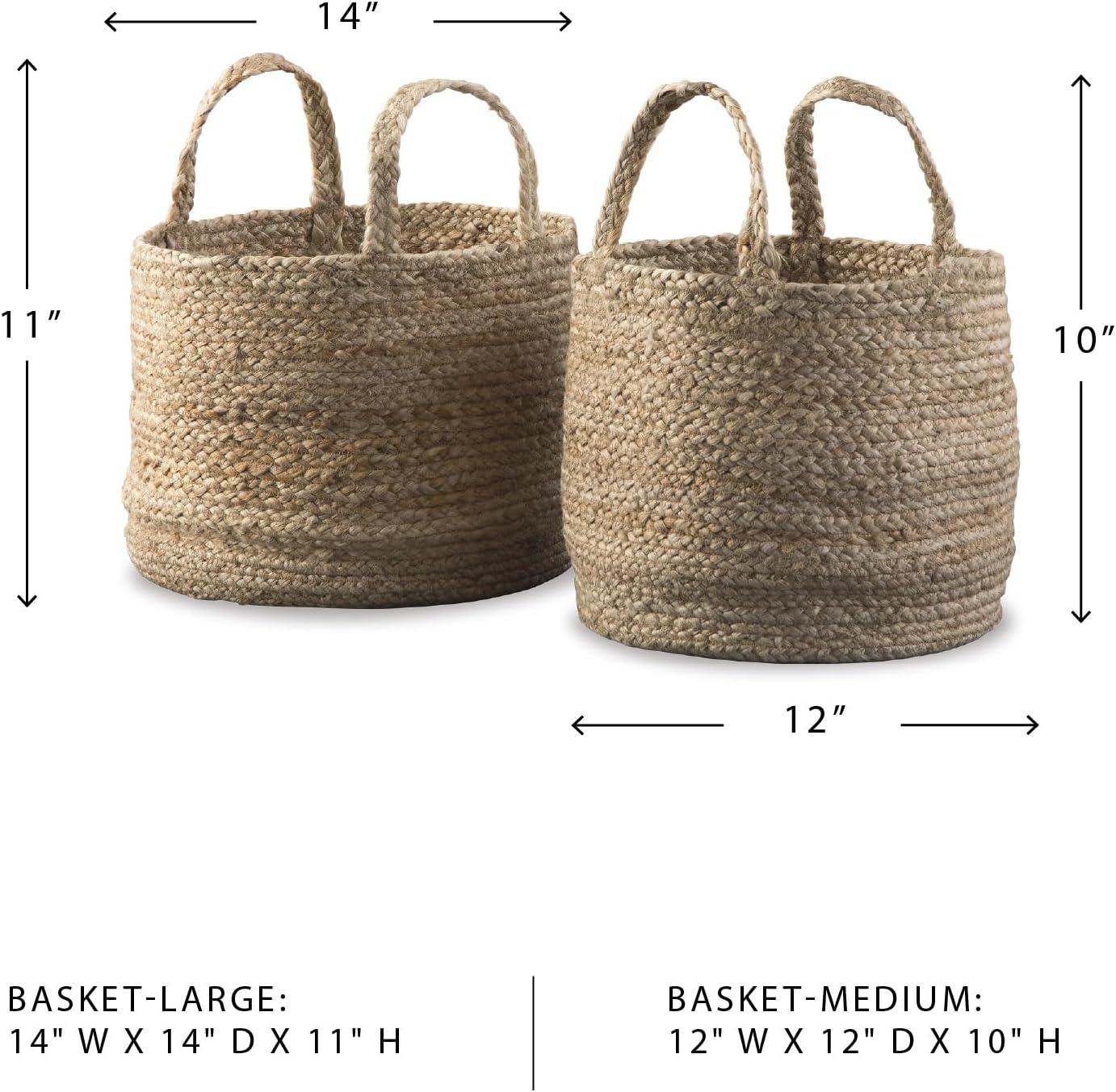Signature Design by Ashley Brayton Jute 2 Piece Braided Basket Set, Light Brown