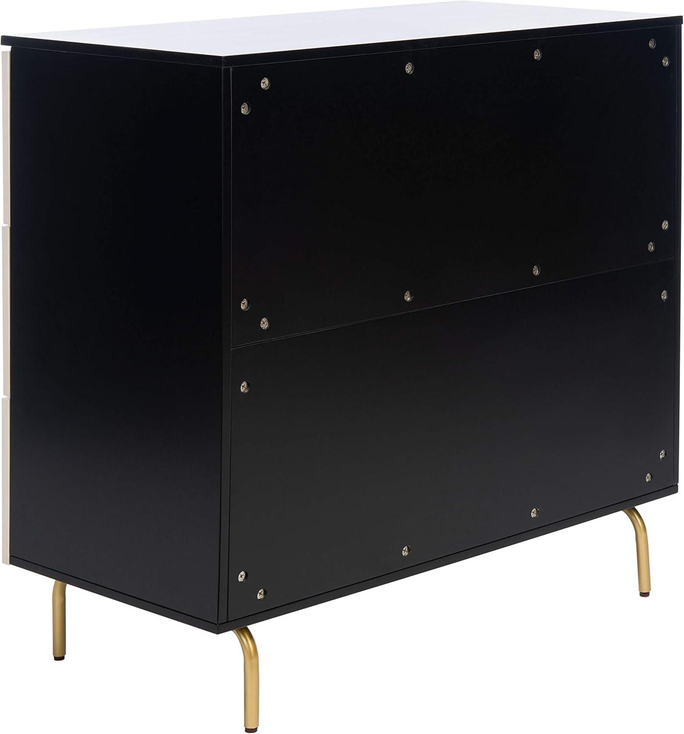 SAFAVIEH Genevieve Mid-Century Retro 3 Drawer Dresser, Black/White Washed (36 in. W x 18 in. D x 36 in. H)
