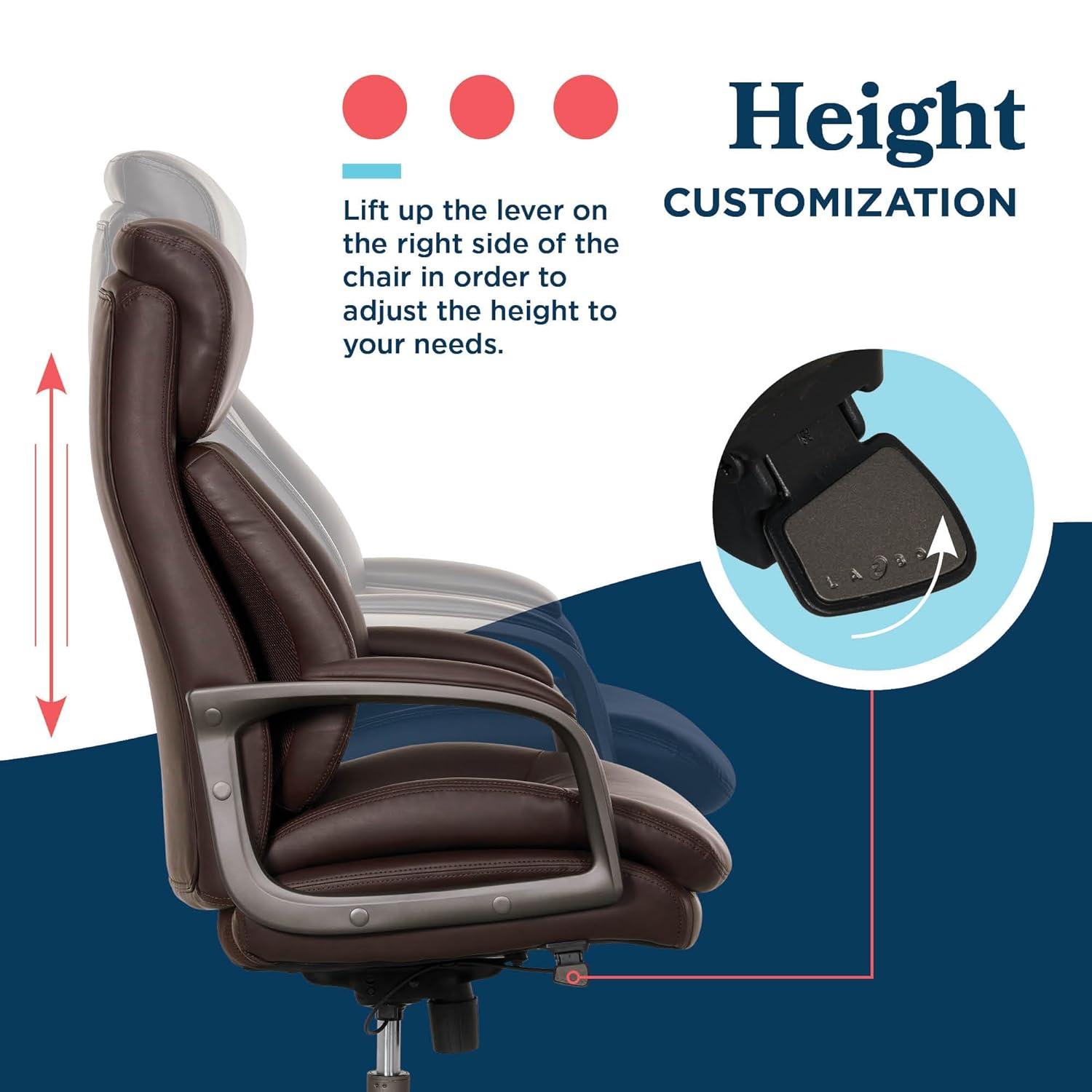 La-Z-Boy La-Z-Boy® Nova Executive Office Chair, Patented AIR Ergonomic Support Technology®, High-Back Premium Comfort & Support, Vegan PU Leather