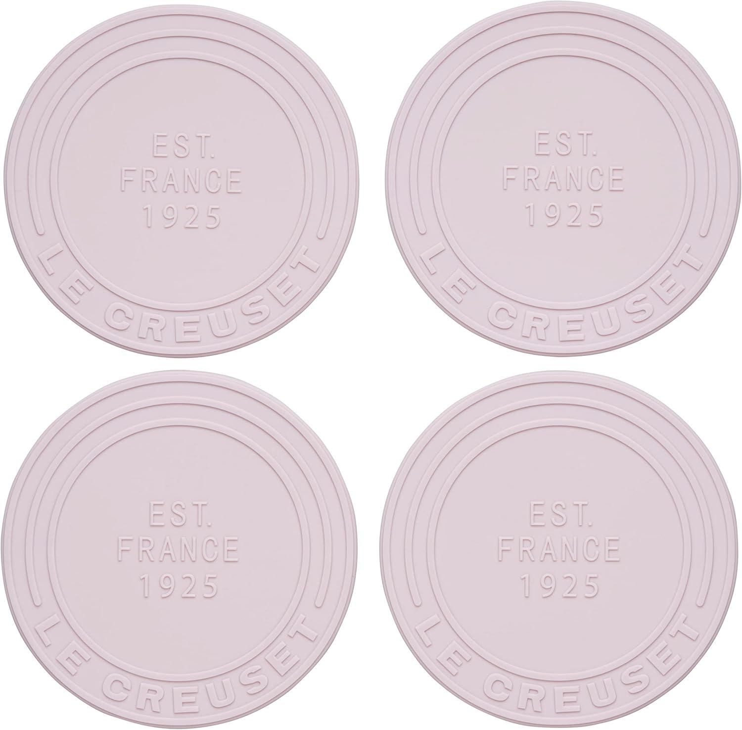 Le Creuset Shallot Pink Round Silicone Coaster Set