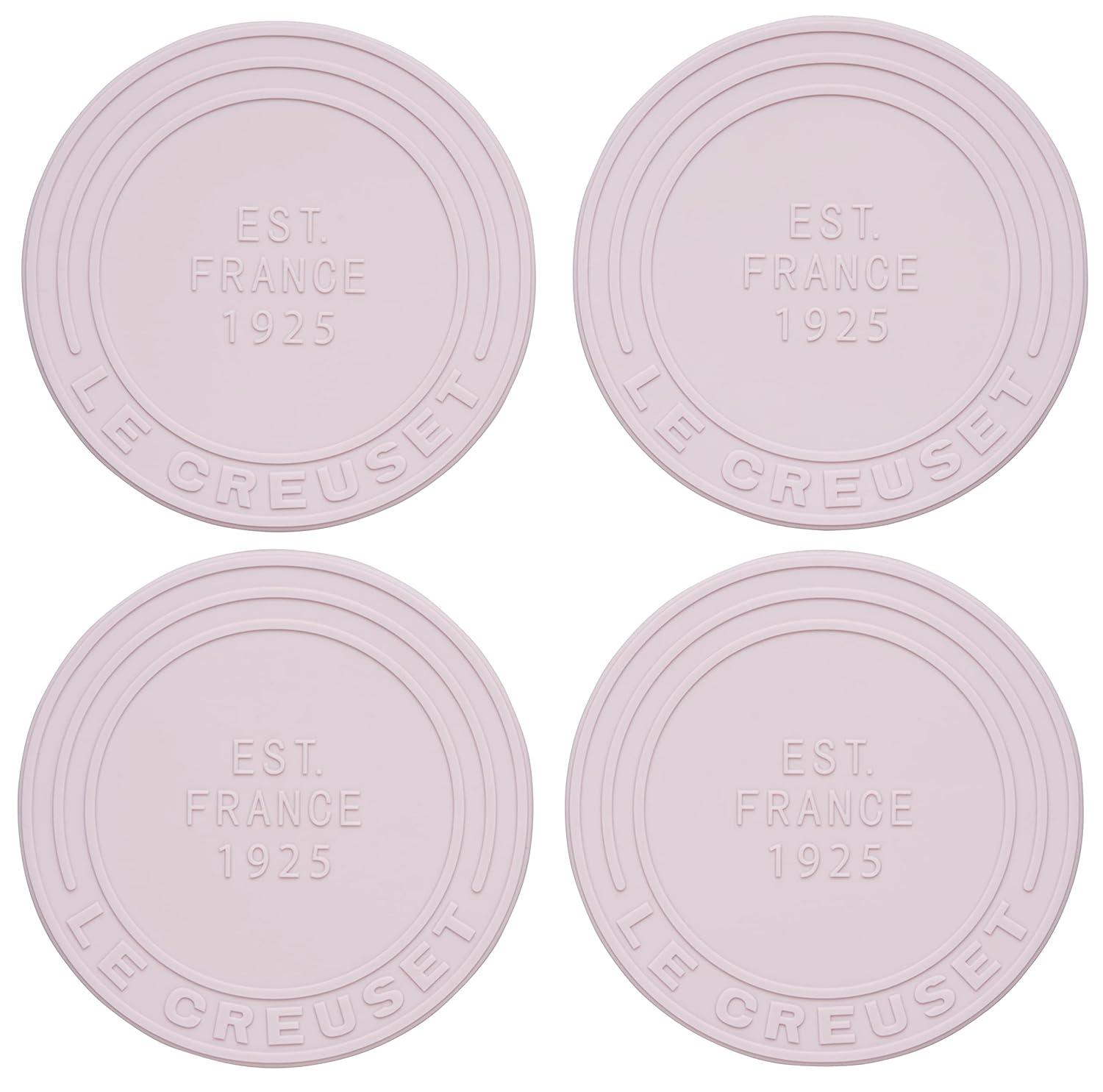 Le Creuset Shallot Pink Round Silicone Coaster Set