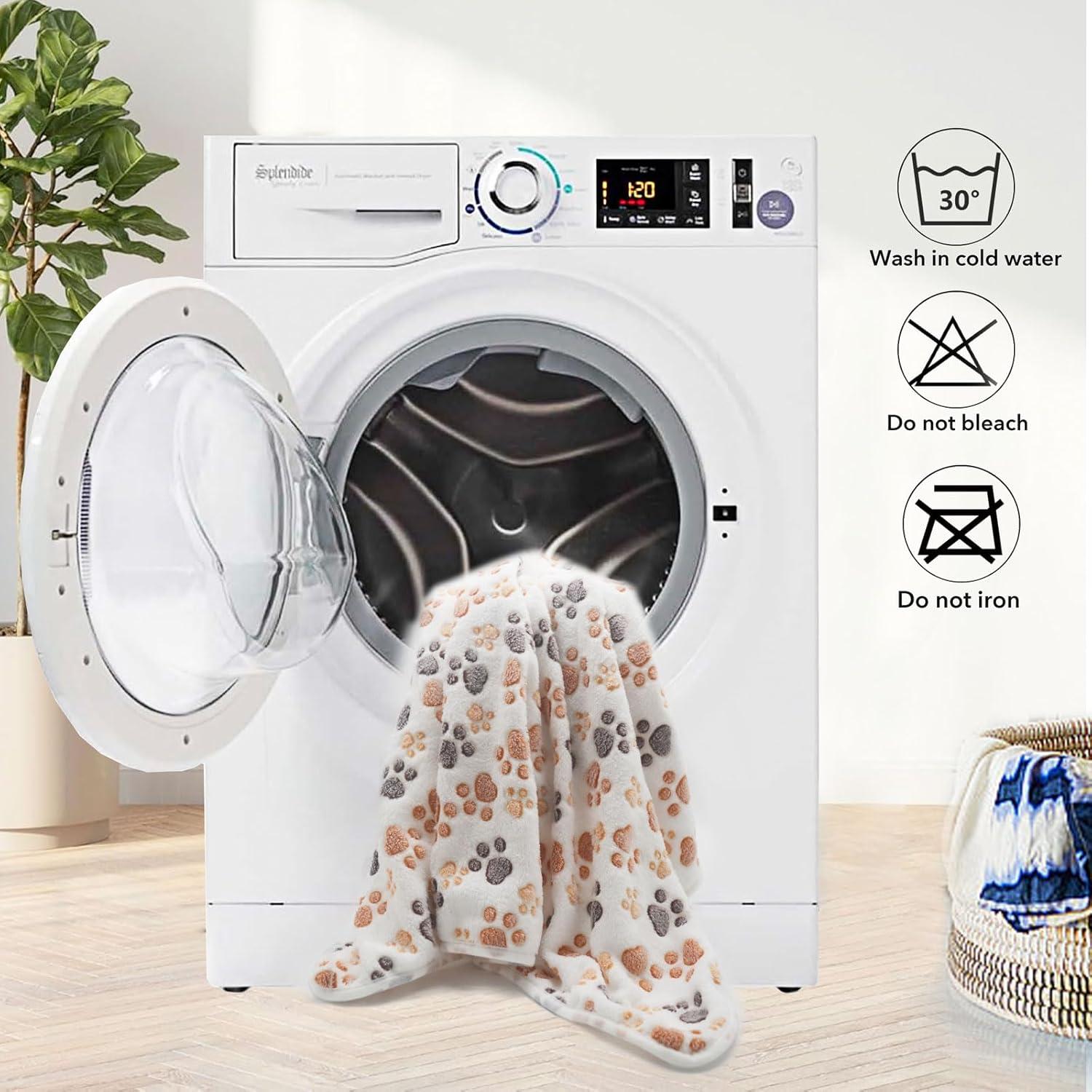 1 Pack 3 Puppy Dog Blankets Super Soft Warm Sleep Mat Fluffy Premium Fleece Pet Blanket Flannel Throw for Dog Puppy Cat - White Paw Print Medium(29"x20")