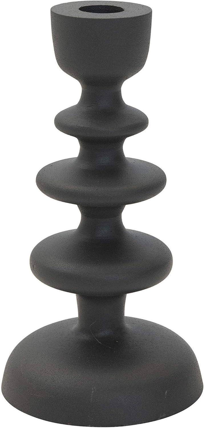 Elegant Grey Textured Metal Taper Candlestick Holder