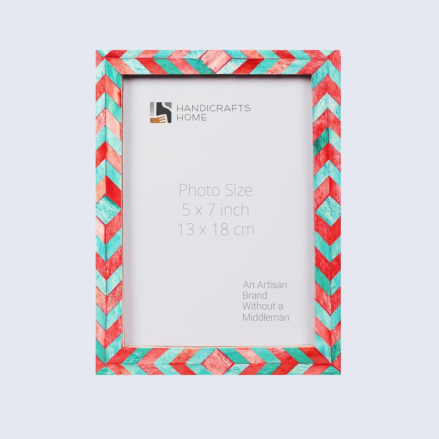 Handicrafts Home Picture Frames 5x7 Inches Chic Boho Wall Décoration Image Cadre Decoratif Photo Frame - Green-Red