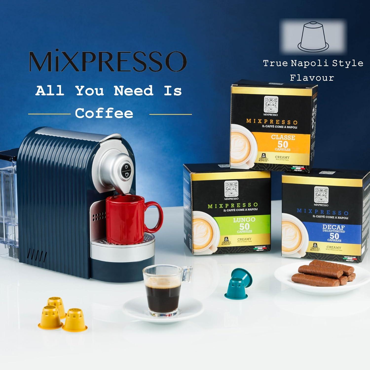 Mixpresso Espresso Machine for Nespresso Compatible Capsule, Single Serve Coffee Maker Programmable for Espresso Pods, Premium Italian 19 Bar High Pressure Pump 27oz 1400w Black Coffee Maker