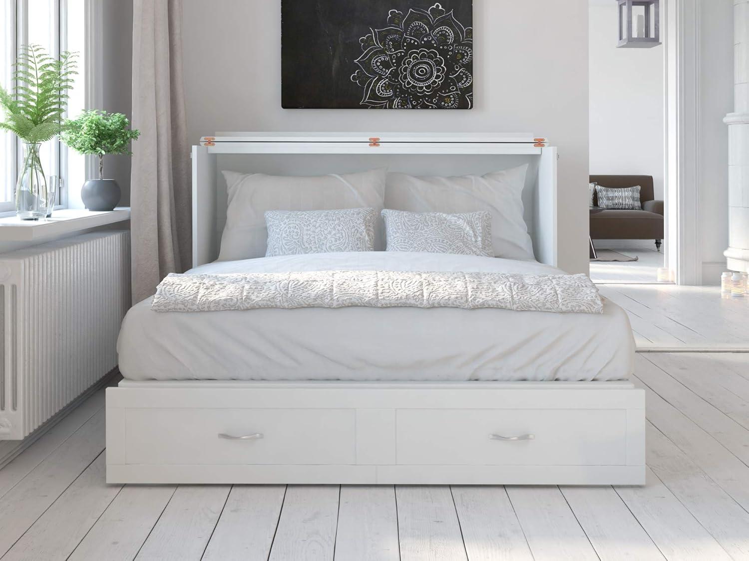 Hamilton Murphy Bed Chest Queen White with Charging Station