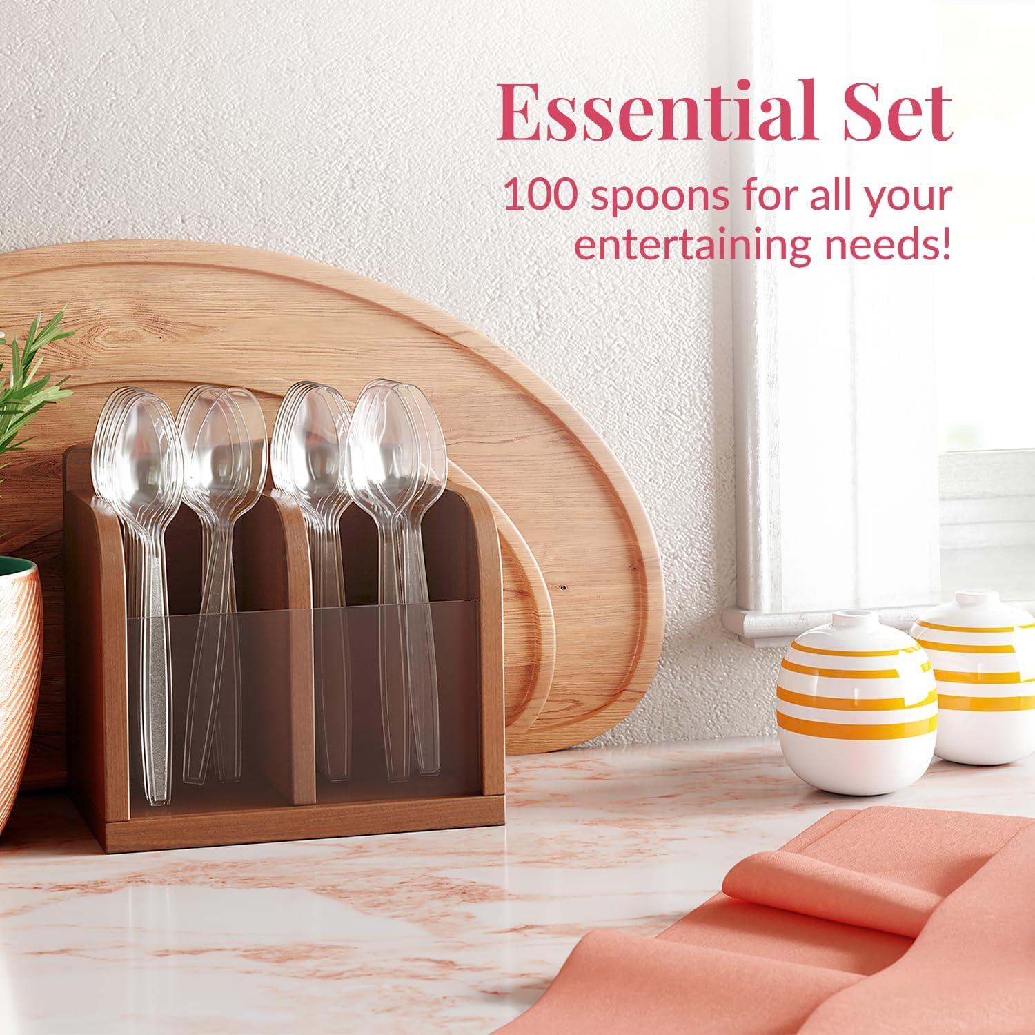 Elegant Clear Heavy-Duty Plastic Disposable Spoons Pack