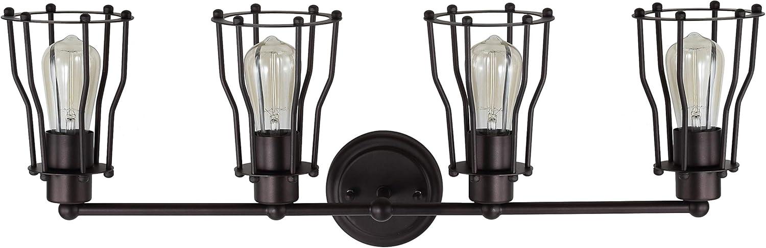 Florence 29.5" Oil-Rubbed Bronze Industrial Vanity Light with Clear Metal Shade