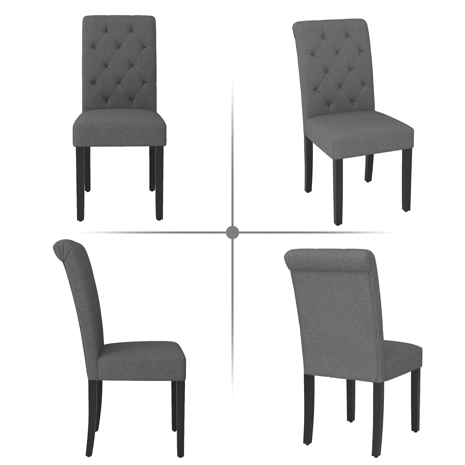 Westice Dining Room Chairs Set of 4 Upholstered Fabric Kitchen Chairs Dining Room Side Chair with Nailhead Trim and Rubber Wood Legs for Small Space Apartment, Light Gray