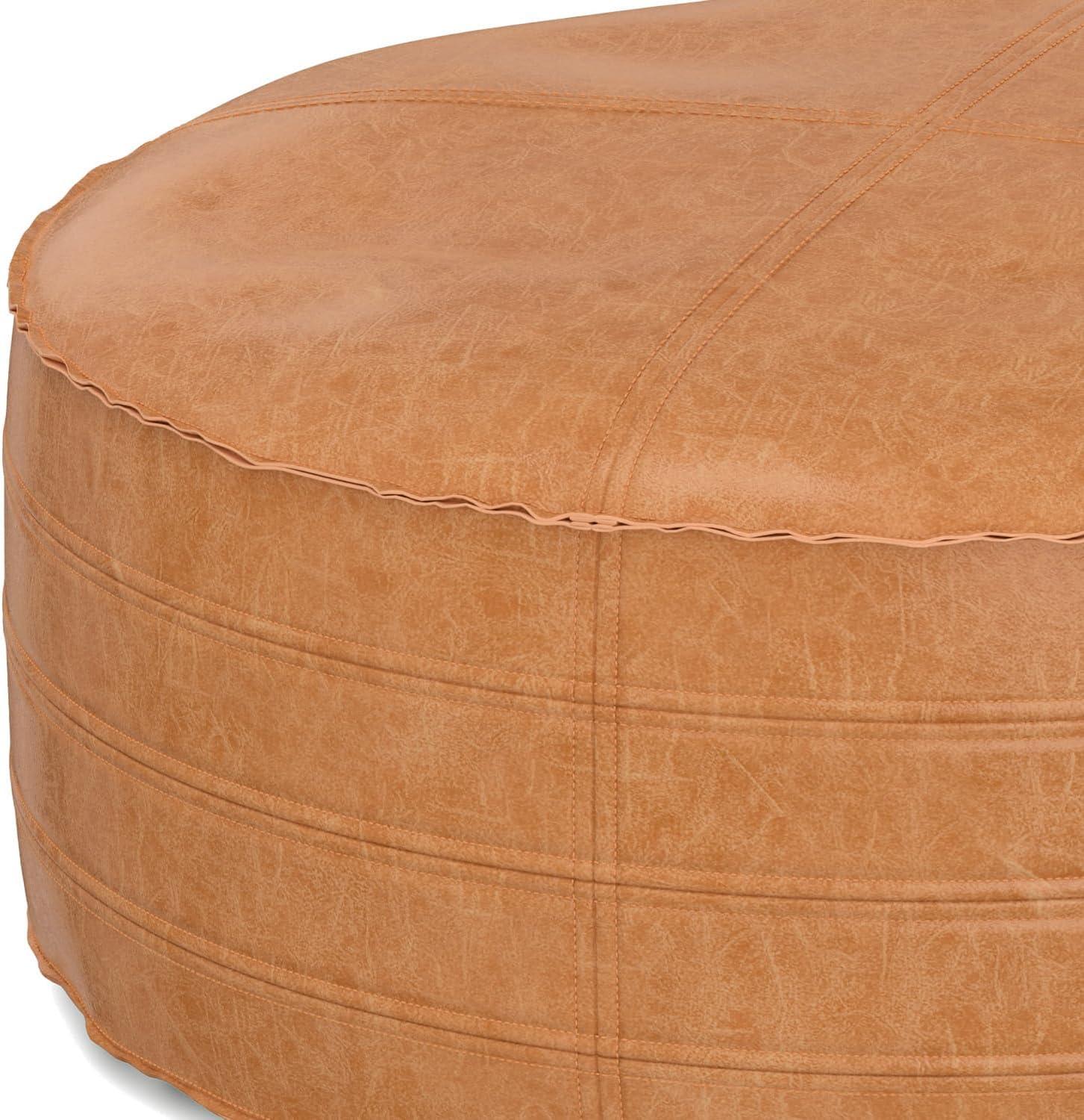 Simpli Home Brody Faux Leather Pouf