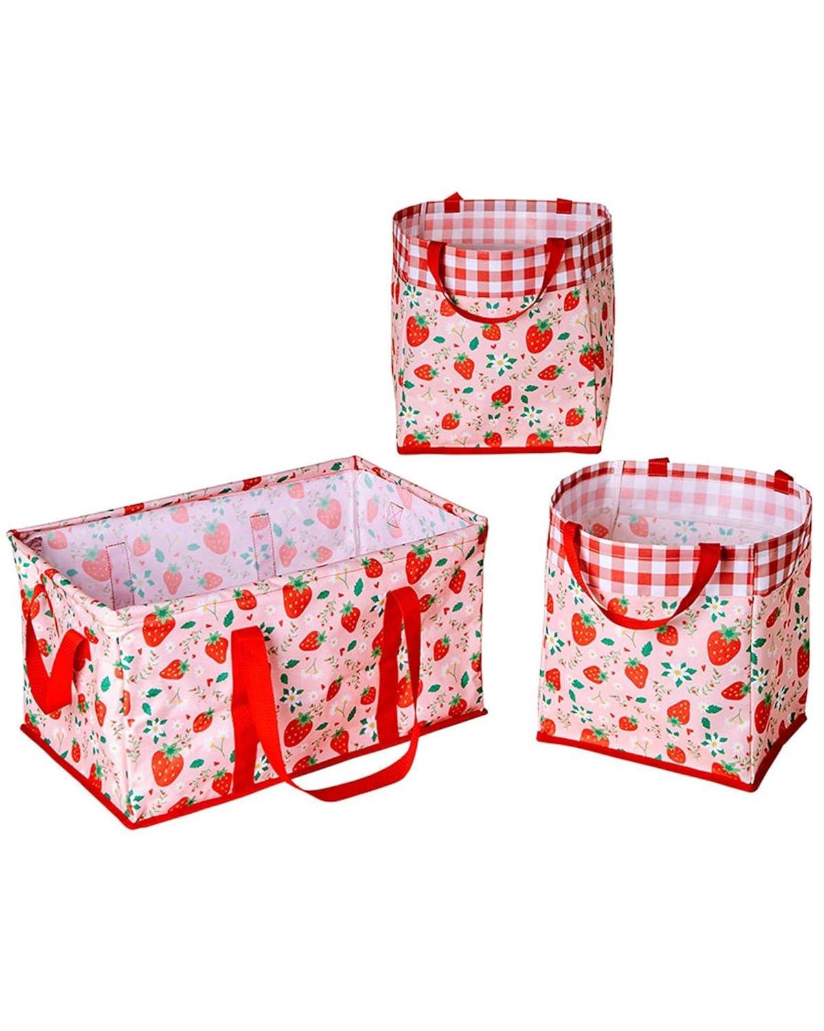The Lakeside Collection Everyday Storage Bin Set 3 Pc. - Strawberry Field