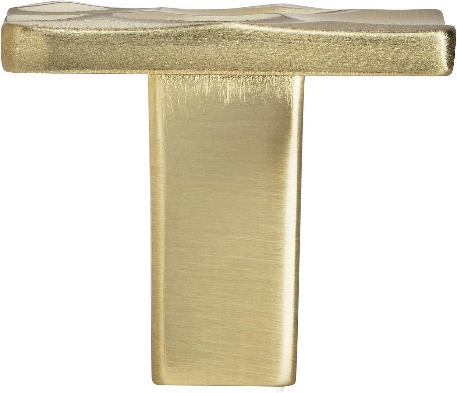Golden Champagne Modern Square Cabinet Knob with Mounting Hardware