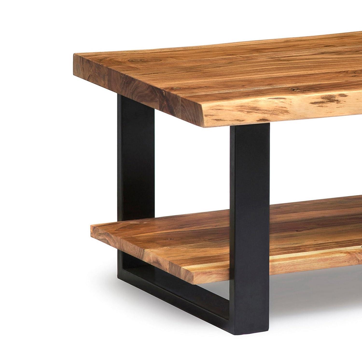 Alpine Live Edge Wood Coffee Table Natural - Alaterre Furniture: Acacia Sofa Table, Metal Legs, Rectangular