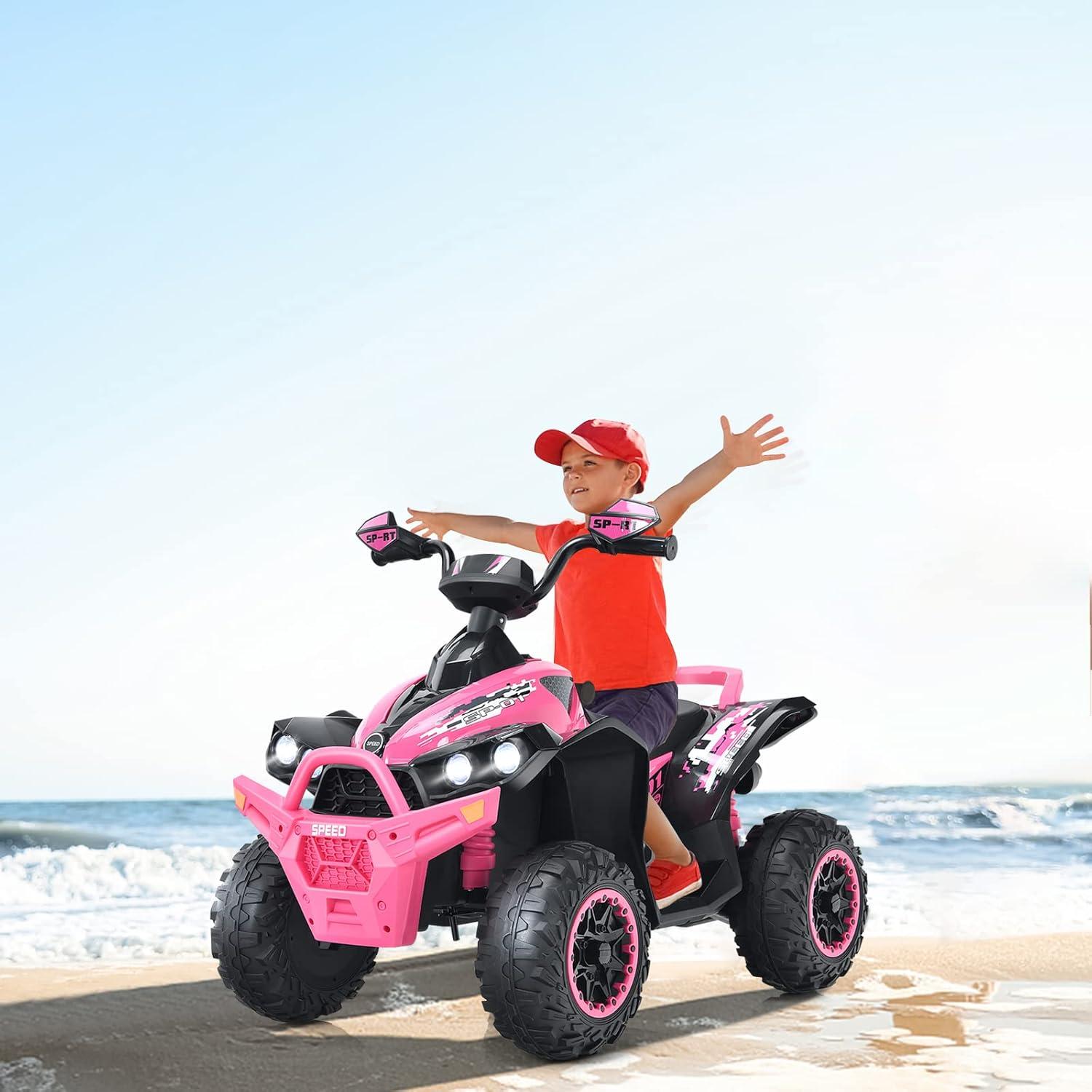 Infans 12V Battery Powered Kids Ride On ATV Electric 4-Wheeler Quad Car w/ MP3 & Light