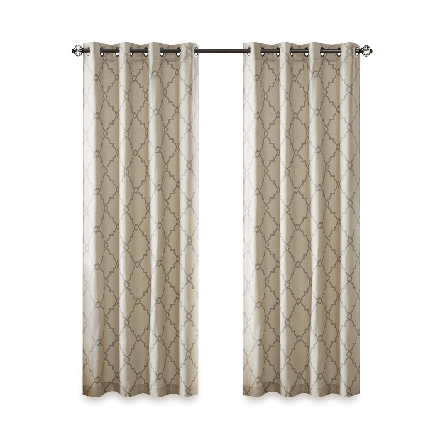 Madison Park Fretwork Print Grommet Top Single Window Curtain Panel