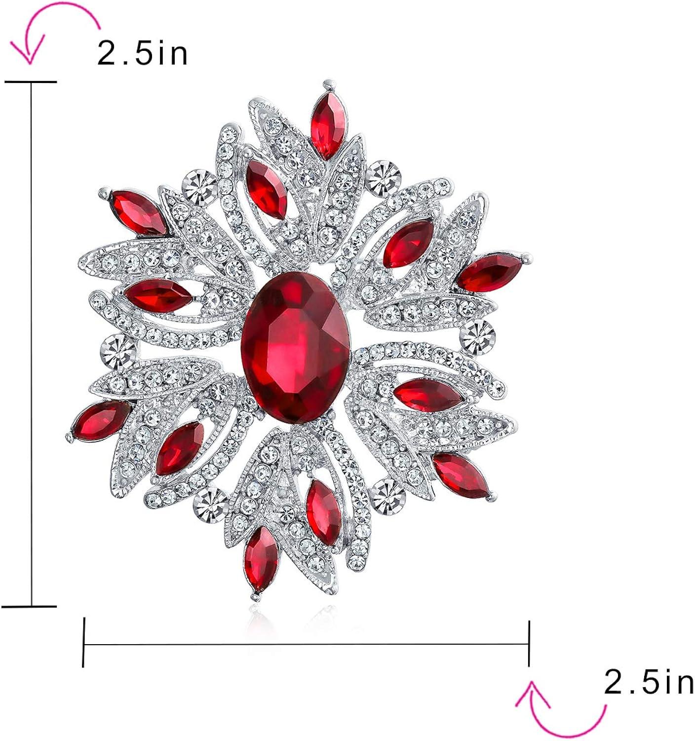 Unique Bargains Women's Rhinestone Flower Brooch Pin Red