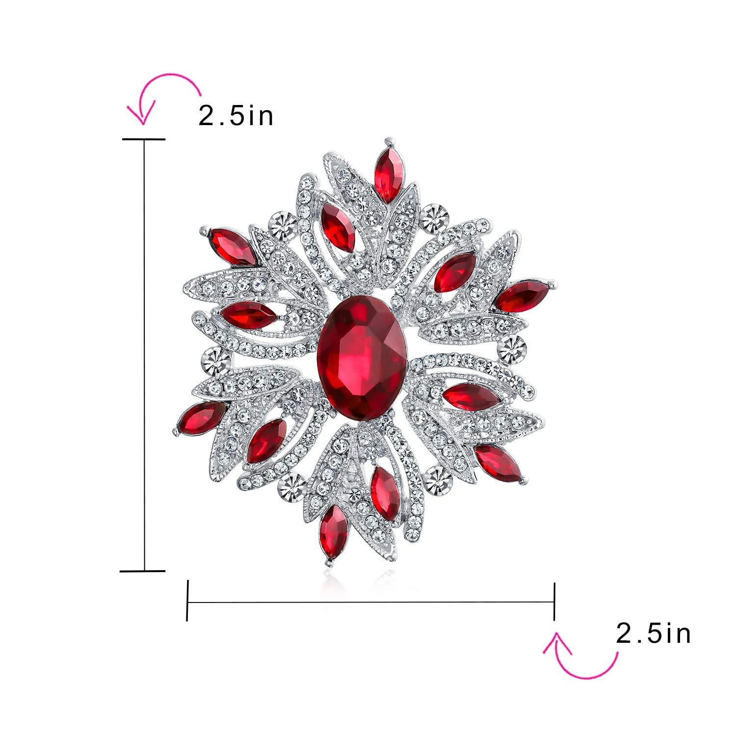 Unique Bargains Women's Rhinestone Flower Brooch Pin Red