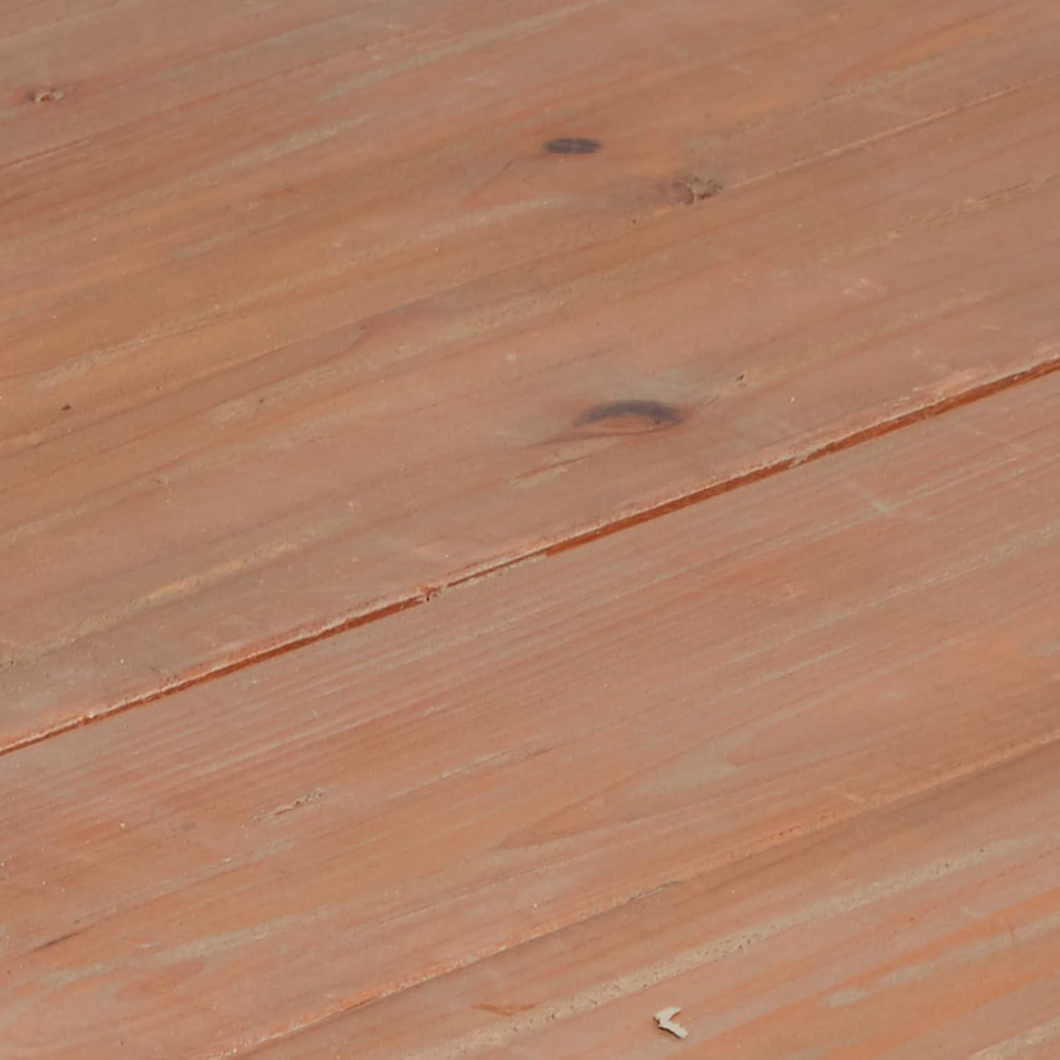 Rustic Brown Fir Wood Rectangular Lift-Top Outdoor Coffee Table