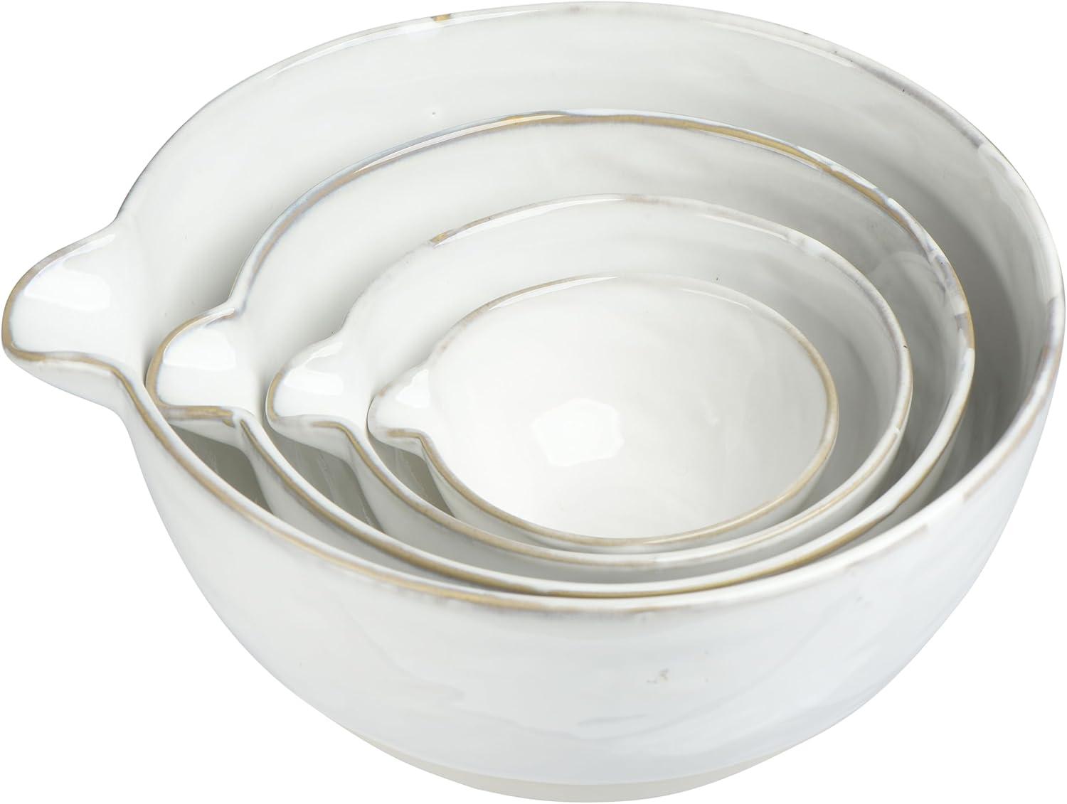 Storied Home Stoneware White Batter Bowls (Set of 4)