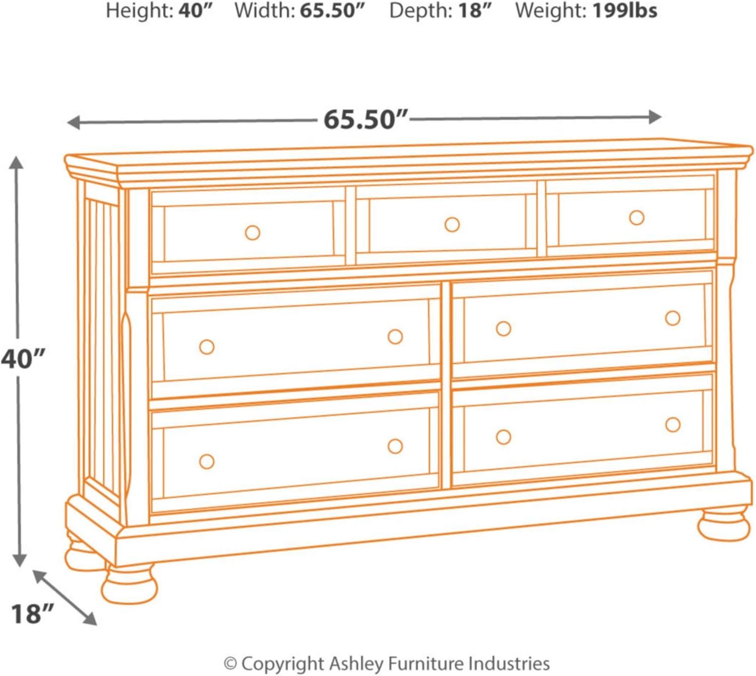 Ashley Furniture Flynnter 7 Drawer Dresser in Medium Brown