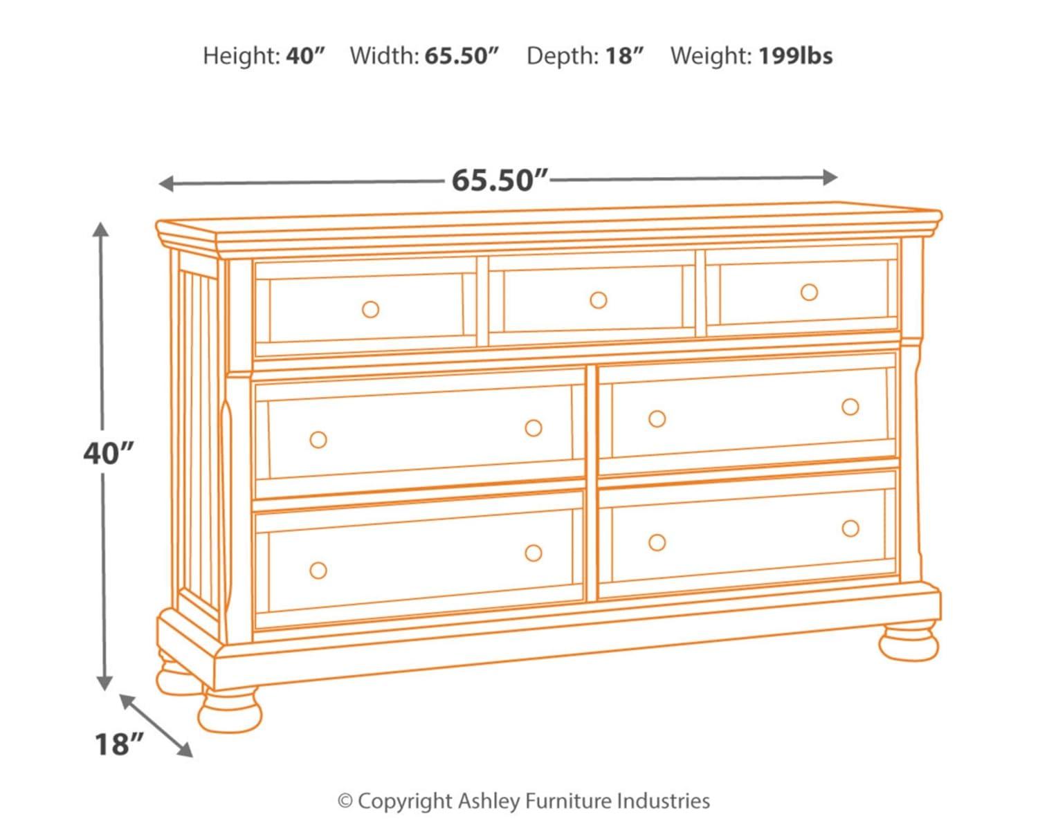 Ashley Furniture Flynnter 7 Drawer Dresser in Medium Brown
