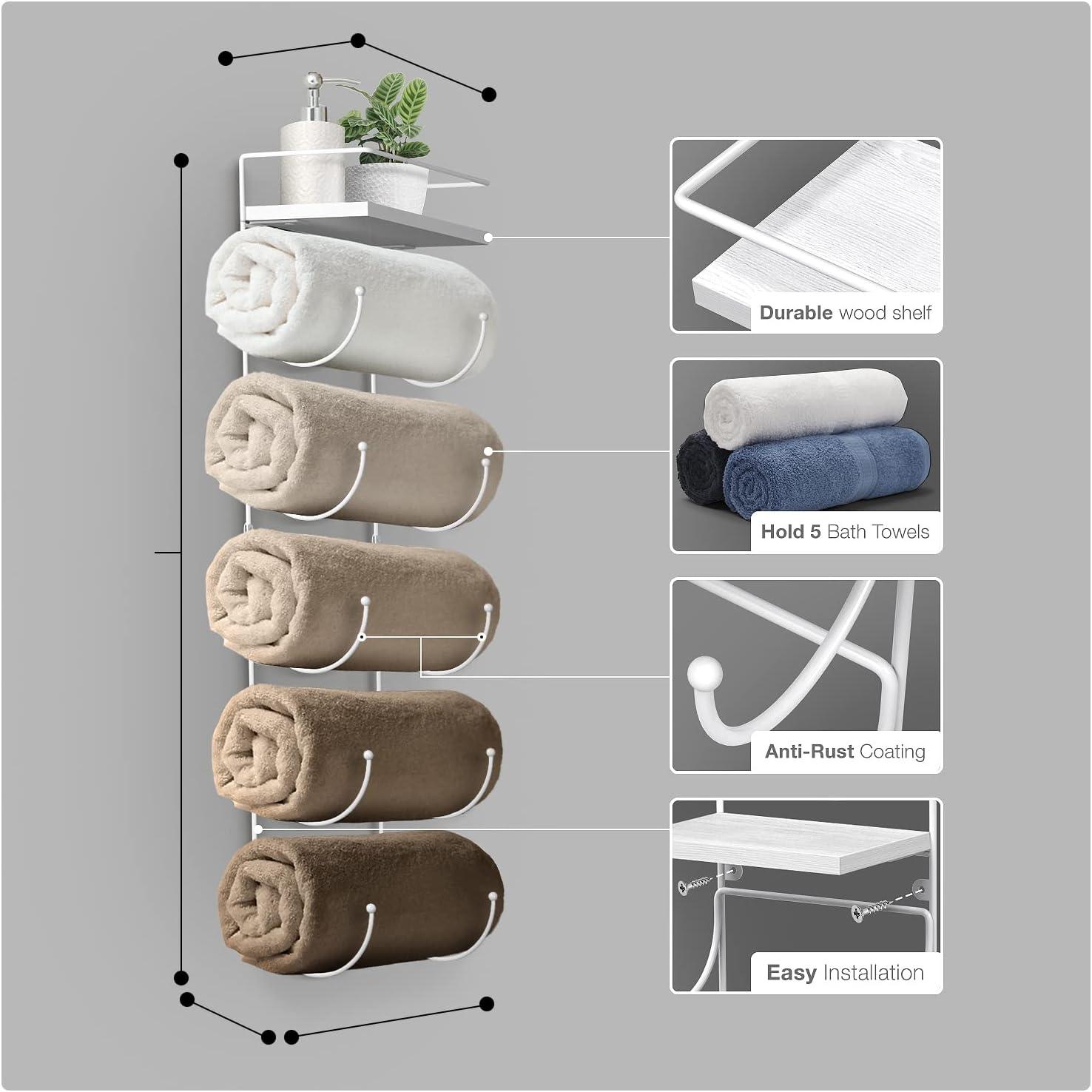 Sorbus 5-Tier Wall Mounted Metal Towel Rack with Shelf