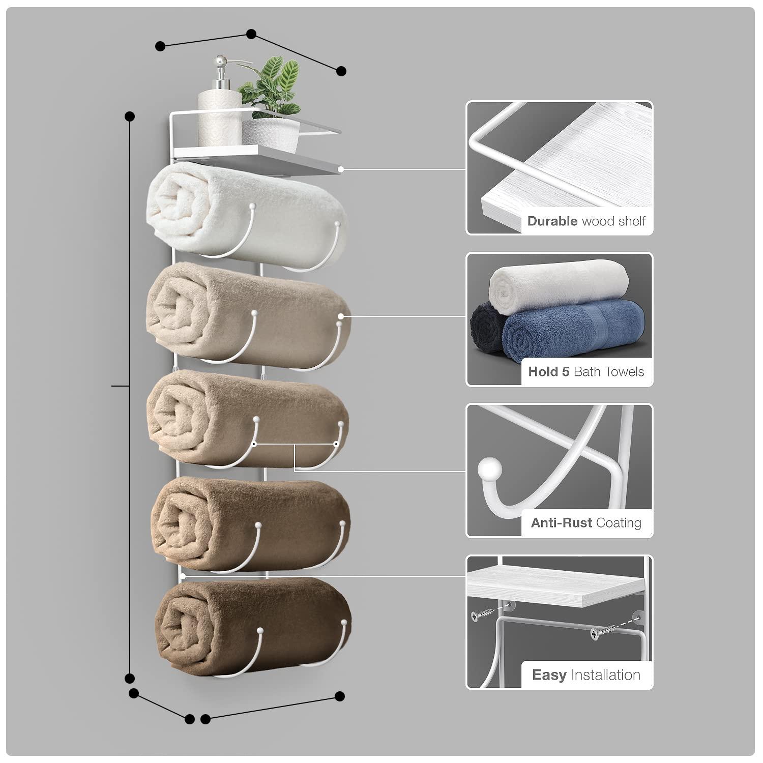 Sorbus 5-Tier Wall Mounted Metal Towel Rack with Shelf