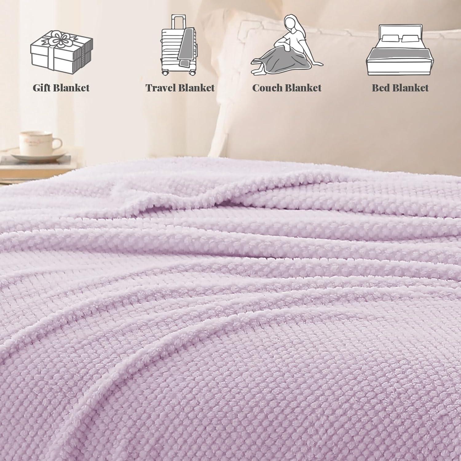 Whale Flotilla Fuzzy Fleece Throw Blanket for Couch, Fluffy Warm Soft Jacquard Blankets for Fall Winter, Lightweight and Cozy, 50x70 Inch, Lilac