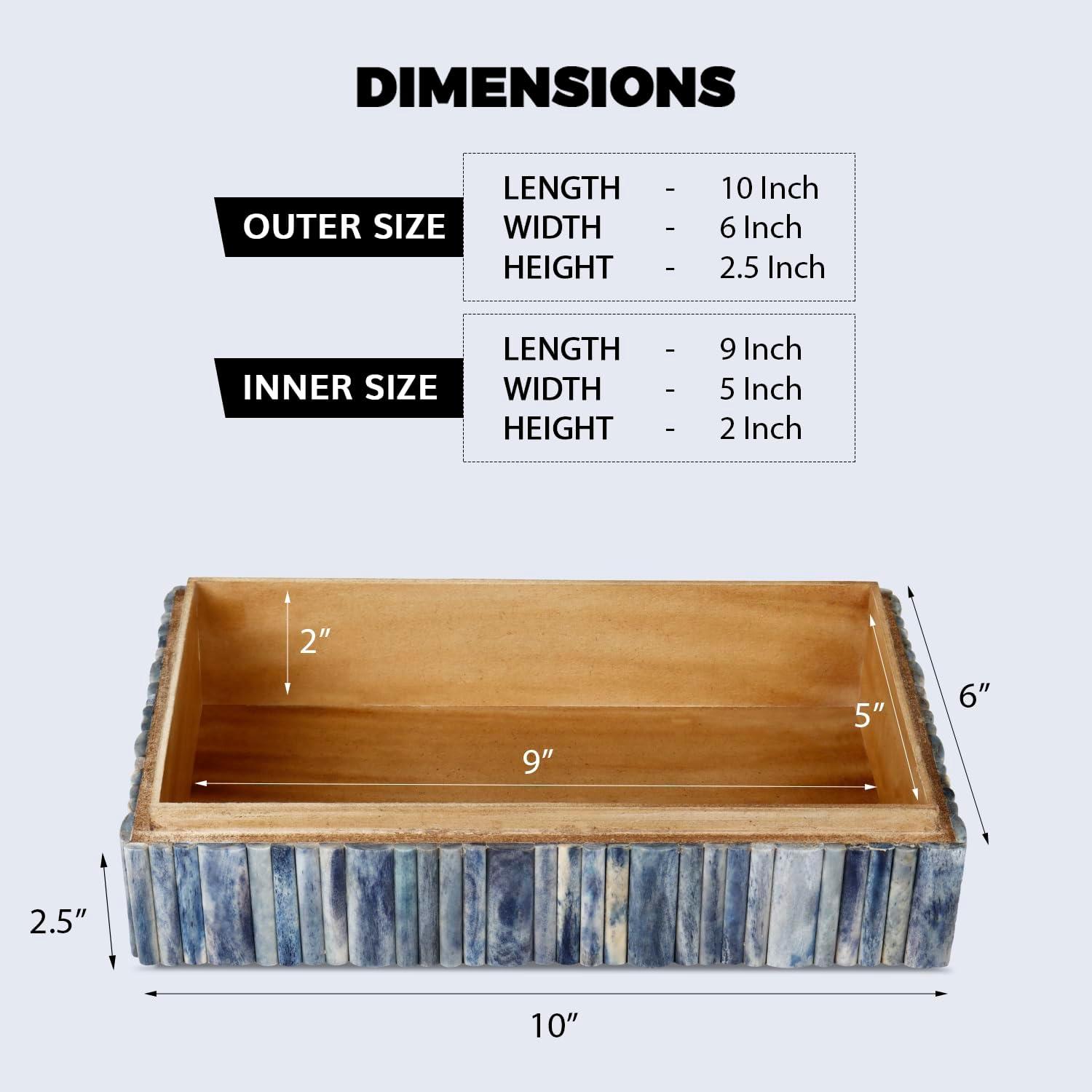 Handicrafts Home Decorative Box - Handmade Jewelry Organizer Box with Lid - Keepsake Box for Home Decor, Jewelry, Accessories, Collectibles - Modern Wooden Storage Box - Ocean, 8X6X1.5 inch