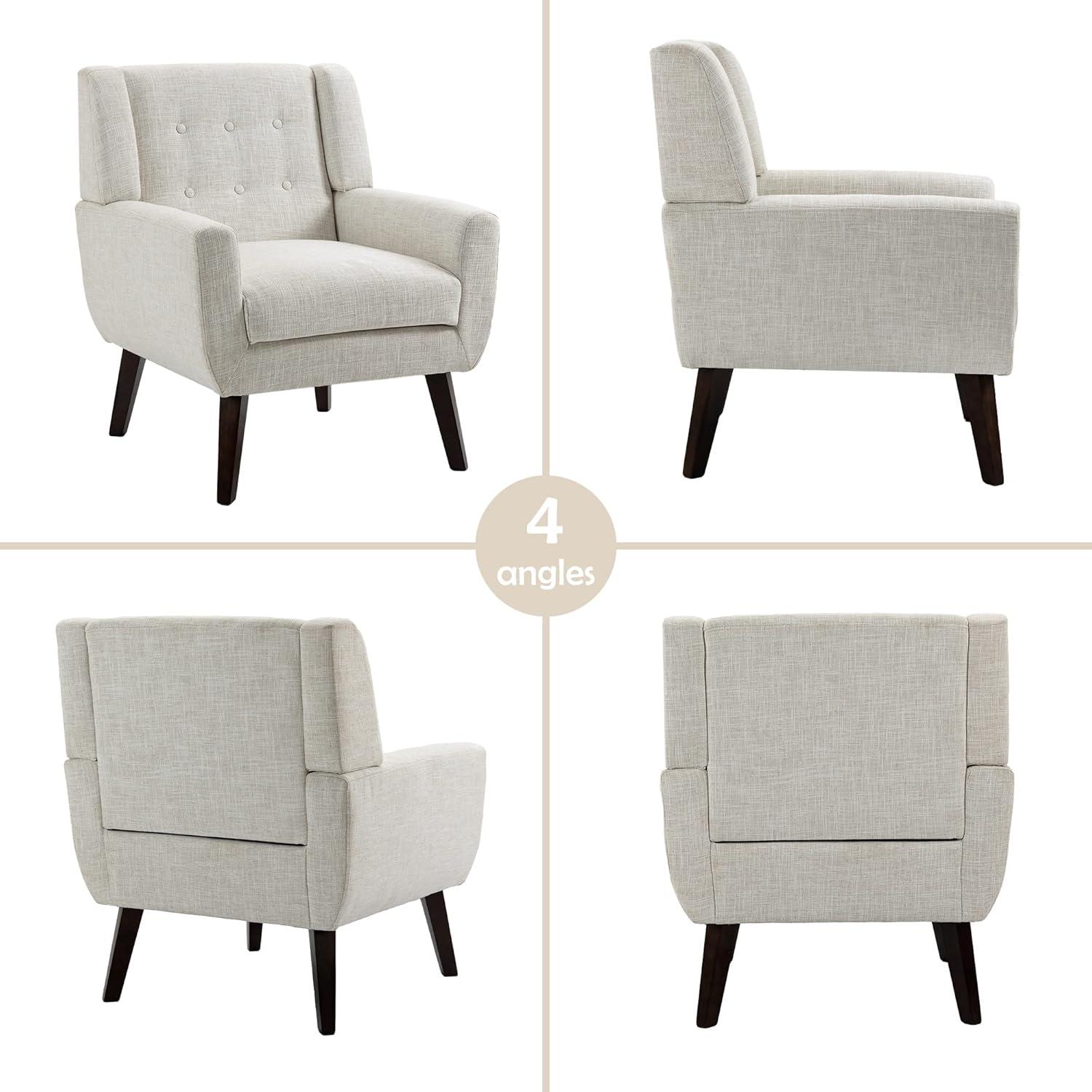 UIXE Beige Accent Chair Set of 2, Linen Fabric Armchair for Living Room, Modern Arm Chairs
