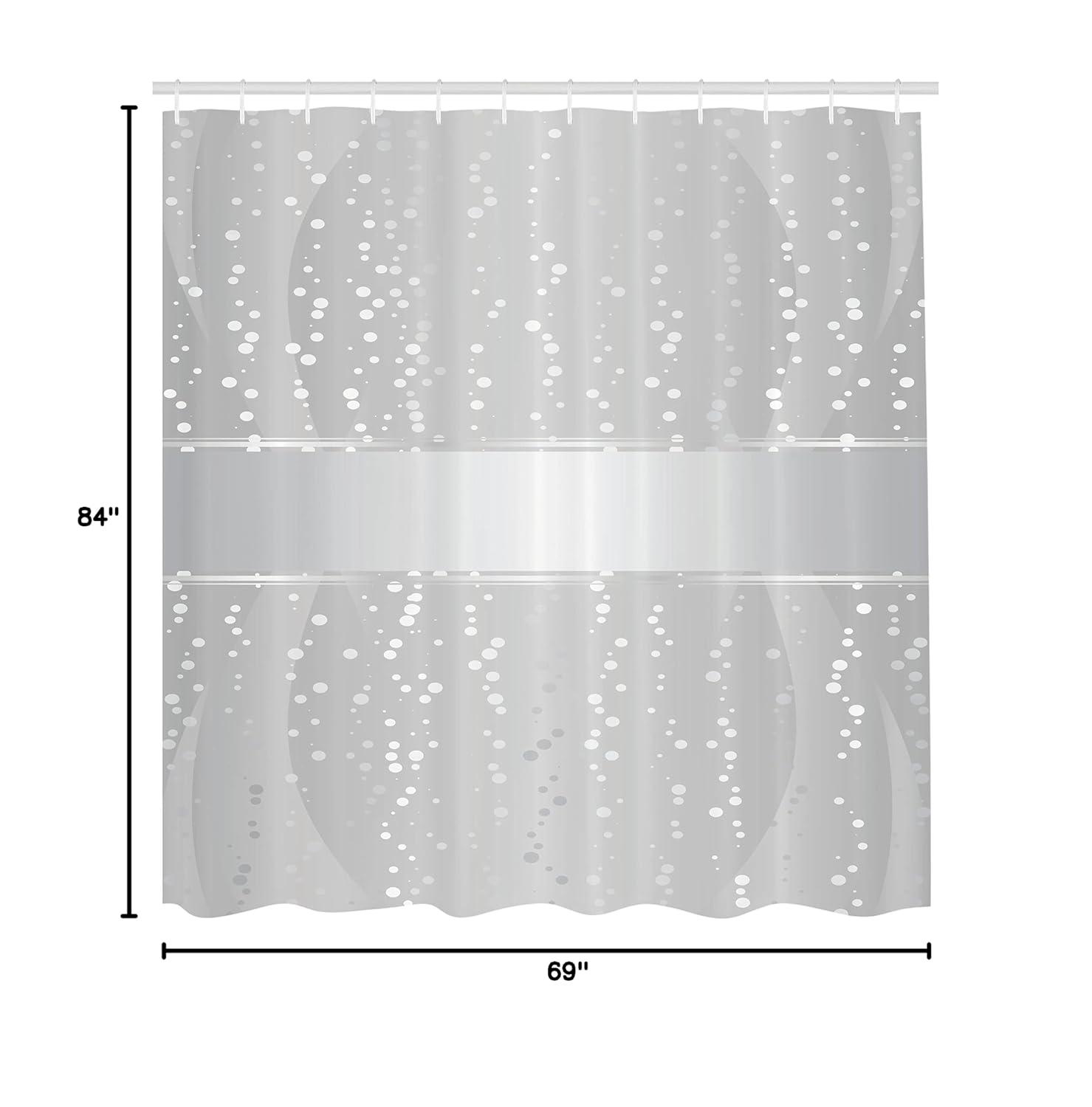Ambesonne Grey Shower Curtain, Waves Dots Xmas, 69"Wx84"L, Grey White