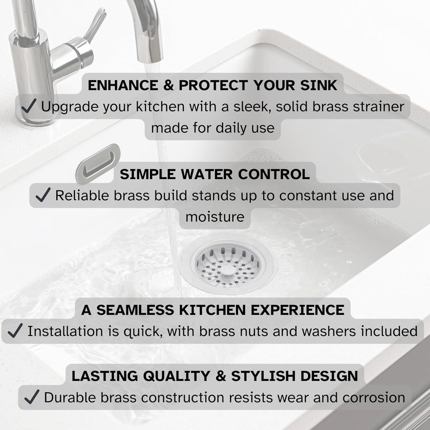 Solid Brass Style Kitchen Sink Basket Strainer