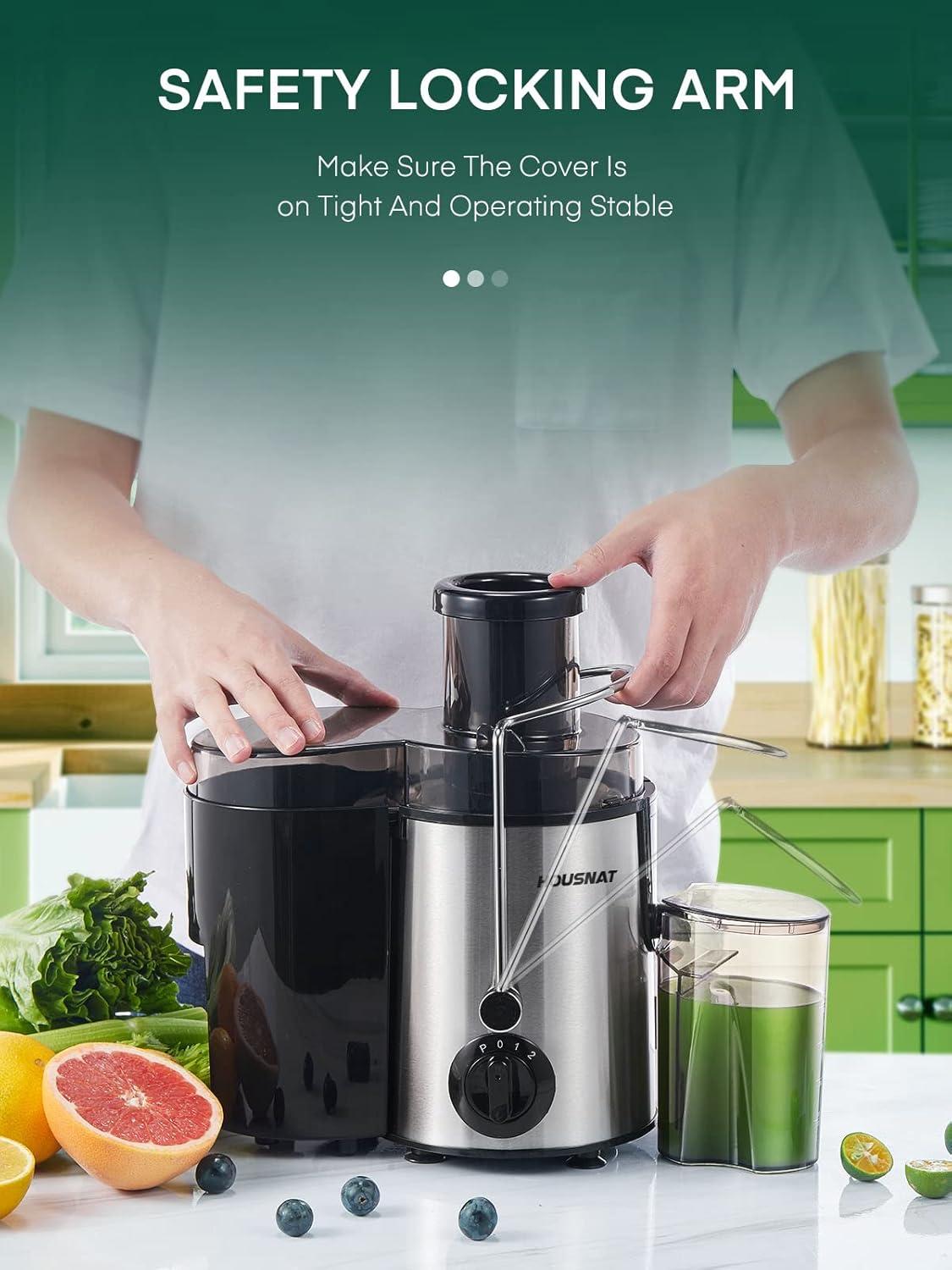 HOUSNAT Juicer Machines Vegetable and Fruit with 3-Speed Setting, Upgraded Version 400W Motor