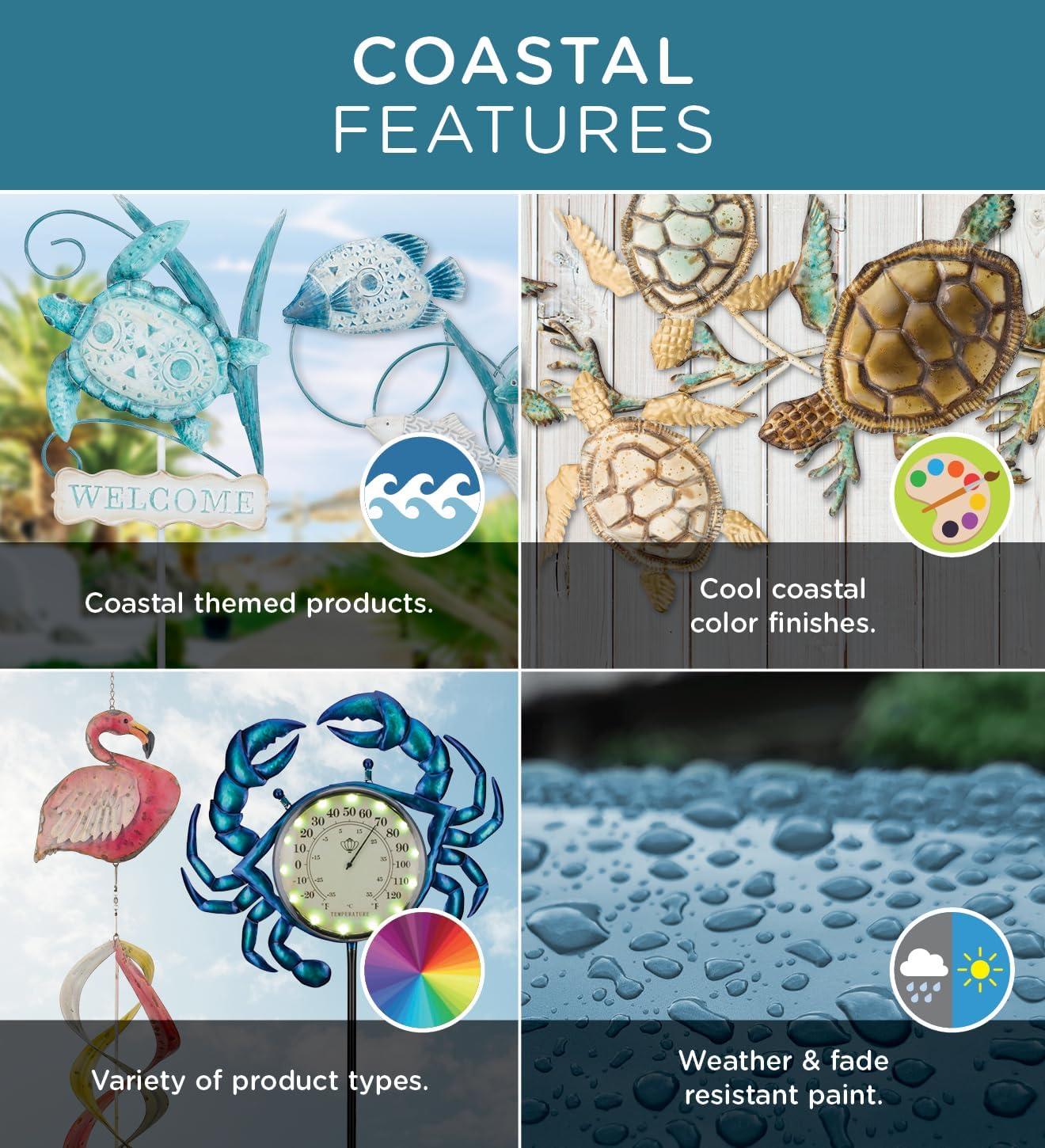 Regal Art & Gift Sea Turtle Wall Décor, Handcrafted Metal Ocean-Inspired Art, Weather-Resistant Coastal Decor for Indoor & Outdoor, Ideal for Living Room, Porch & Backyard, 31”L x 1.25”W x 14”H