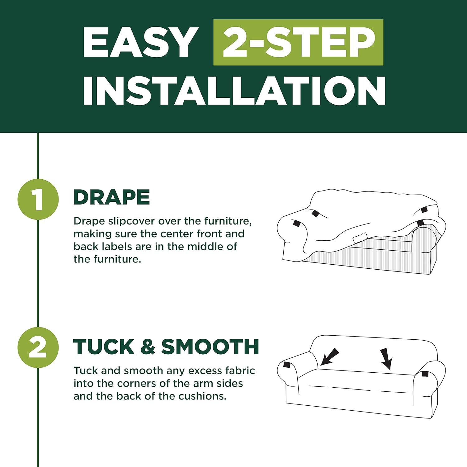 Zenna Home Recycled Cotton Sofa Slipcover, 1-Piece, Dark Blue Heather