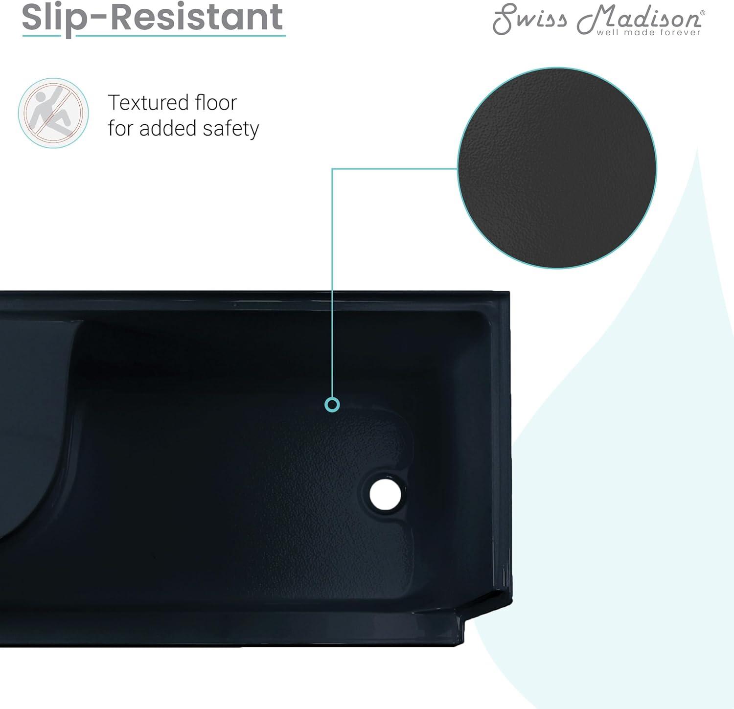 Aquatique 60" x 32" Shower Base in Matte Black