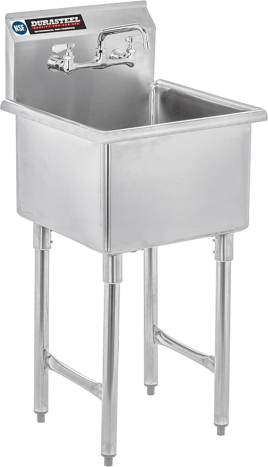 Single Bowl Commercial Sink w/ Lead Free Faucet - 18" x 18" x 13" Bowl Size - NSF Certified