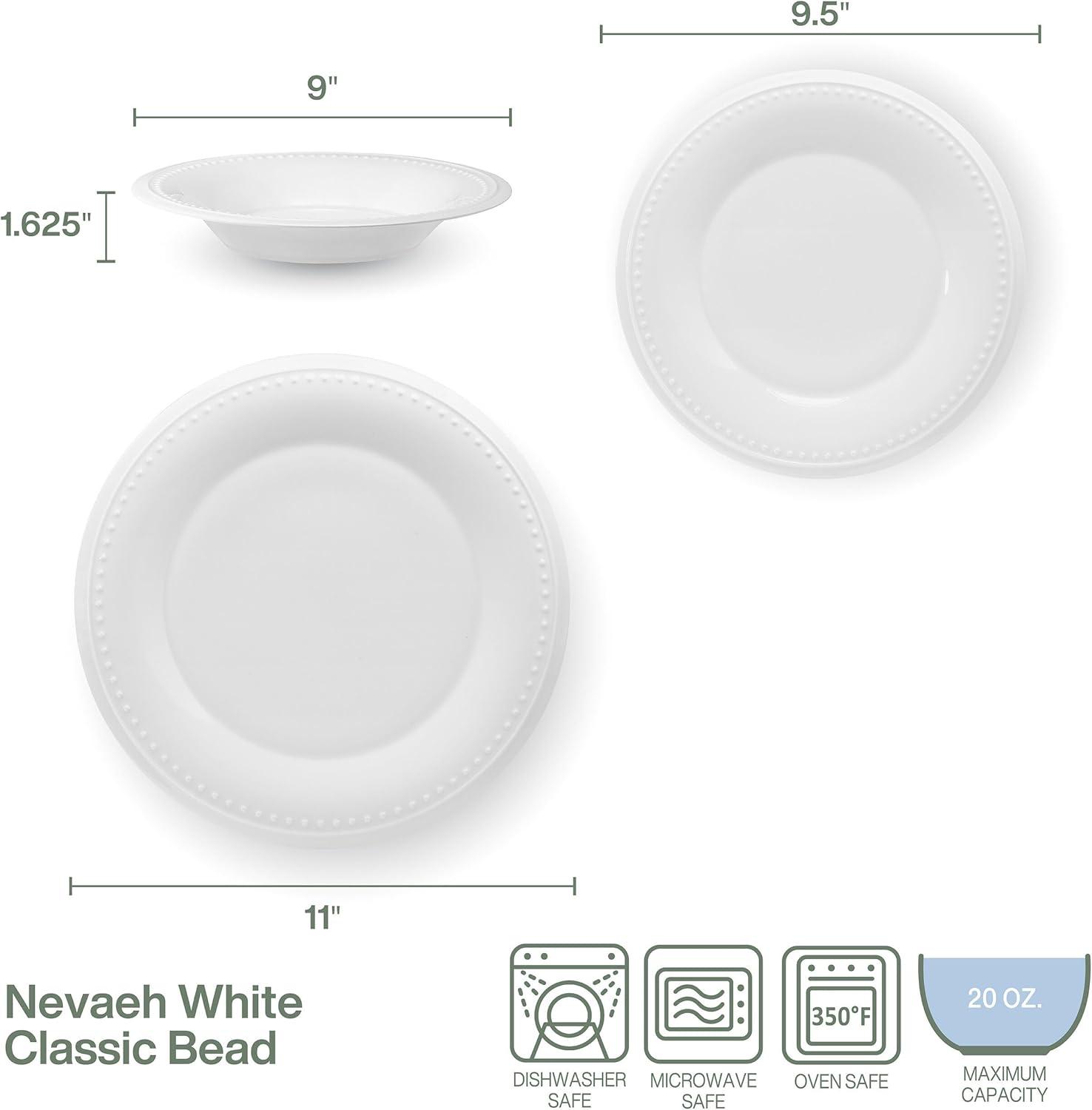 Fitz and Floyd Fitz and Floyd Nevaeh White Classic Bead 24-Piece Bone China Dinnerware Set, Service For 8