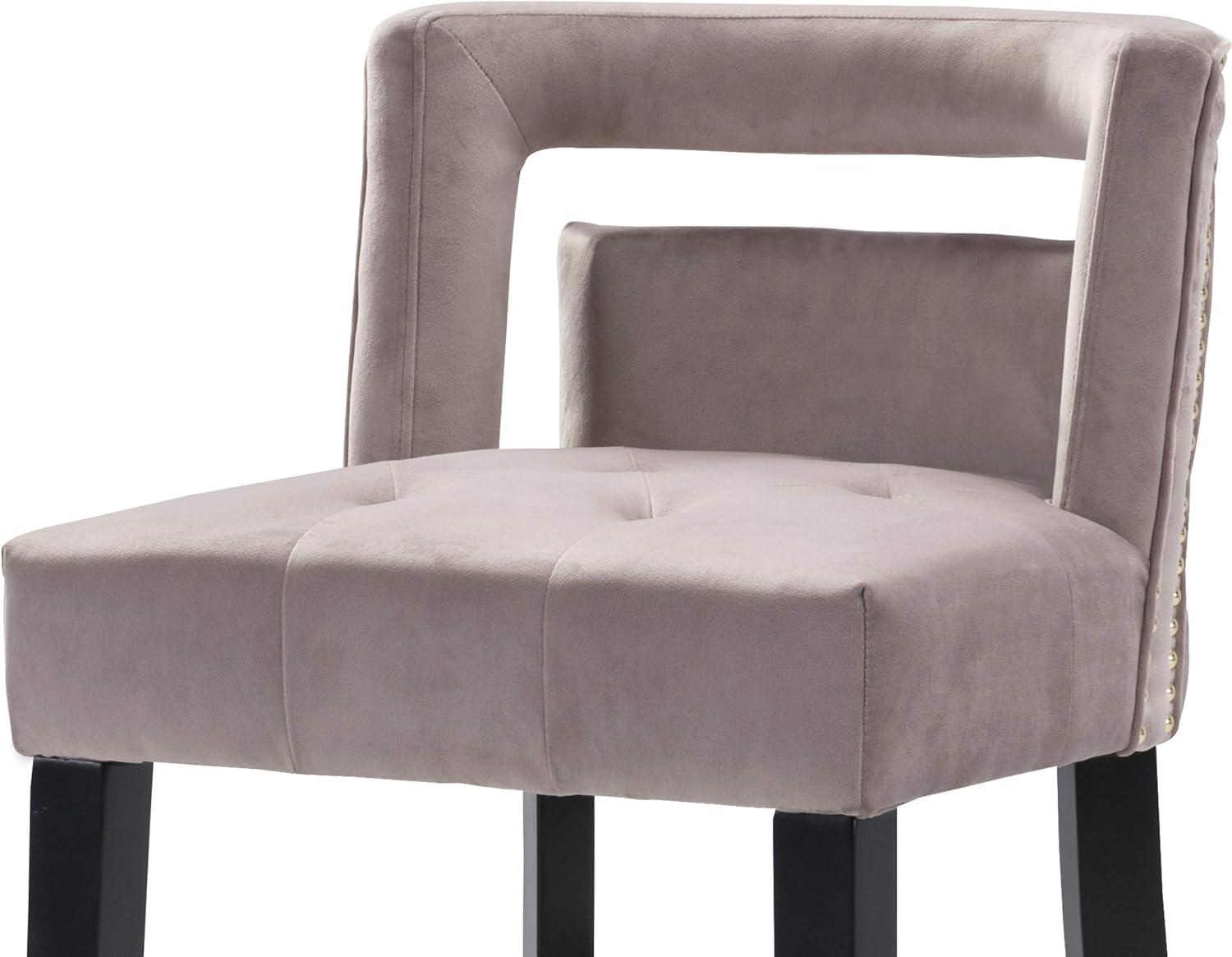 Iconic Home Velvet Half-Back Counter Stool, Irrithel