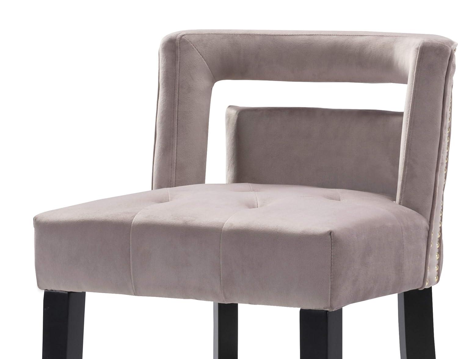 Iconic Home Velvet Half-Back Counter Stool, Irrithel