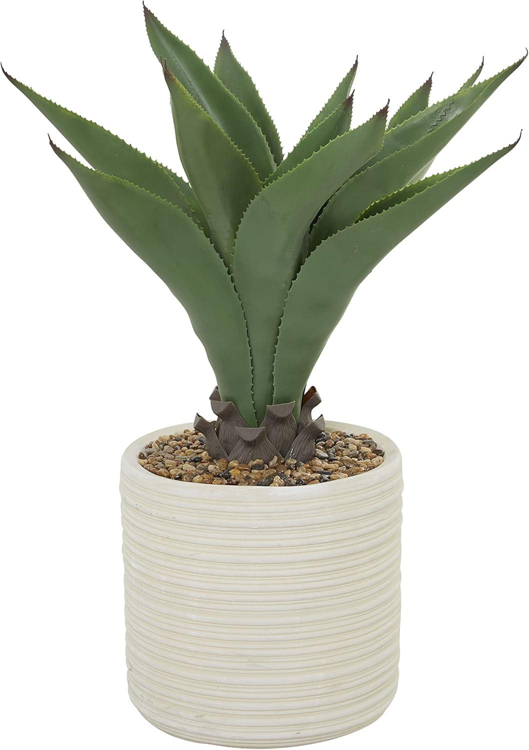 DecMode 31" Artificial Agave Plant in Realistic Leaves and Beige Ceramic Pot