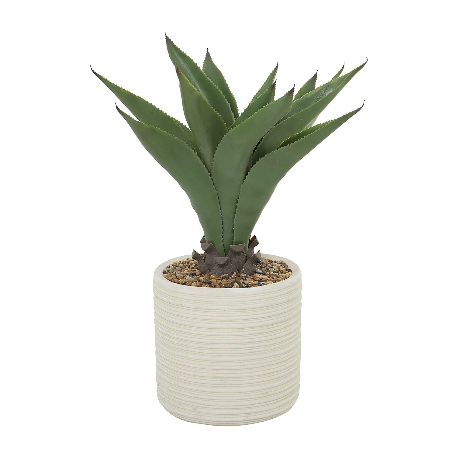 DecMode 31" Artificial Agave Plant in Realistic Leaves and Beige Ceramic Pot