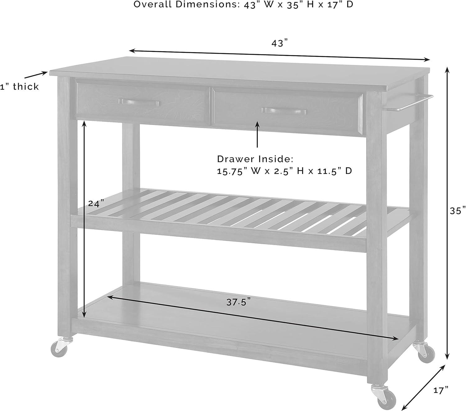 Granite Top Kitchen Prep Cart White/Black - Crosley