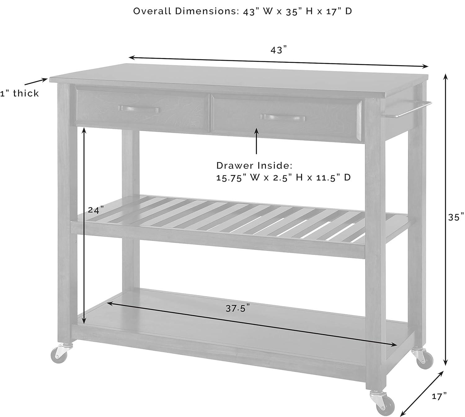 Crosley Solid Black Granite Top Kitchen Cart/Island with Optional Stool Storage Classic Cherry: Modern Rolling Furniture with Storage, 2 Shelves