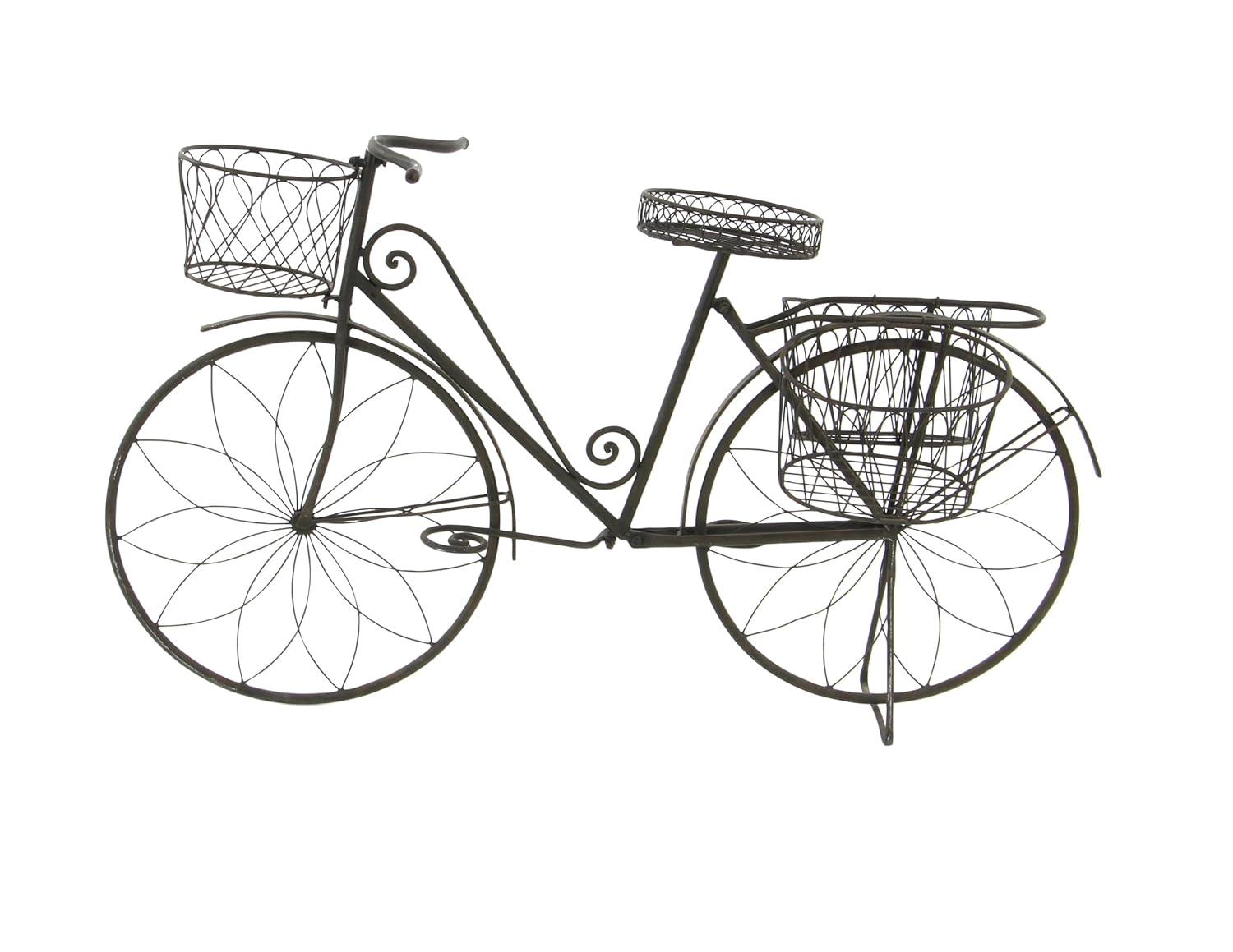 DecMode Vintage Turquoise/Red 3 Tier Bicycle Inspired Metal Plantstand, 54"W x 32"H